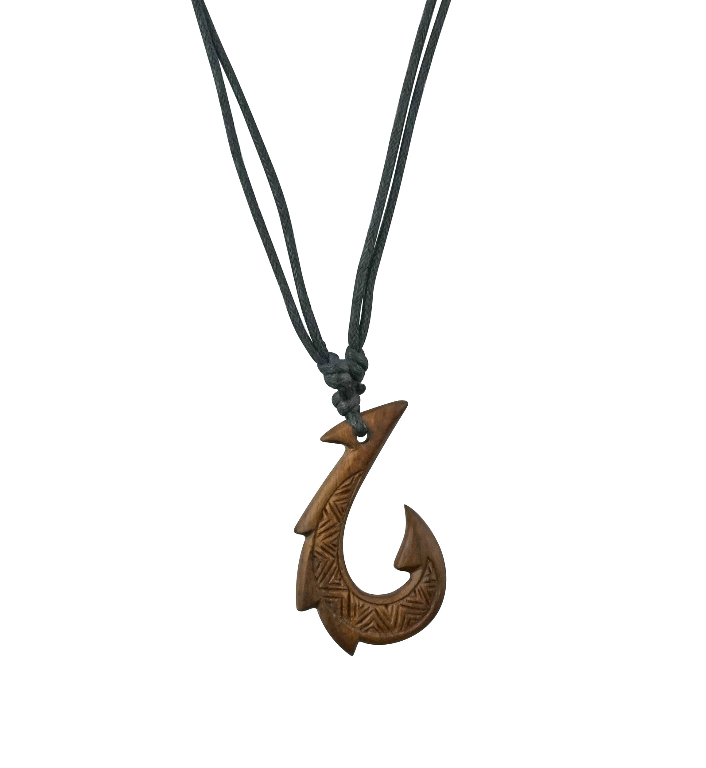 Sea Hook Narra Wood Pendant Necklace