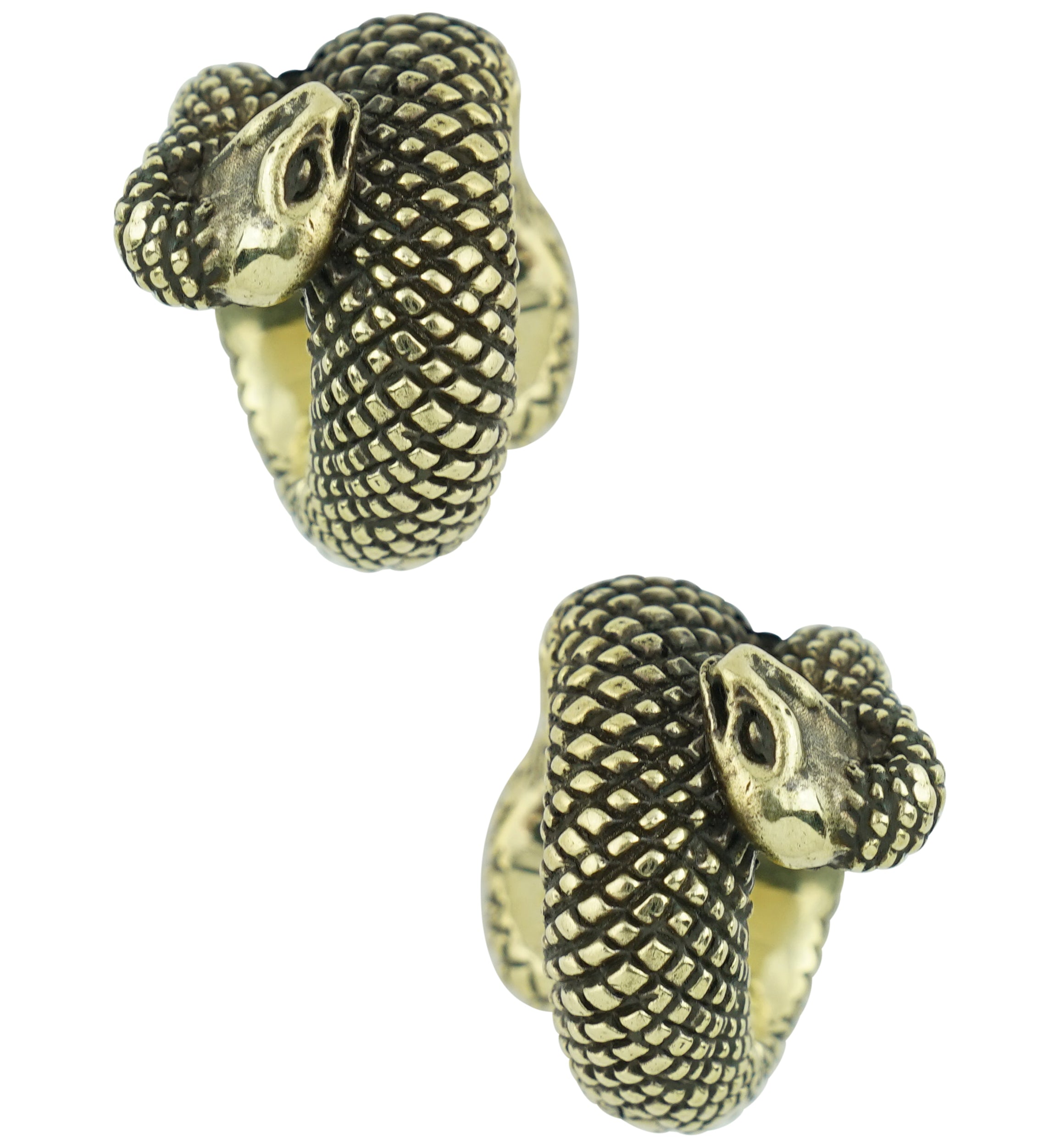 Serpent Coil Brass Hinged Stretched Ear Cuffs