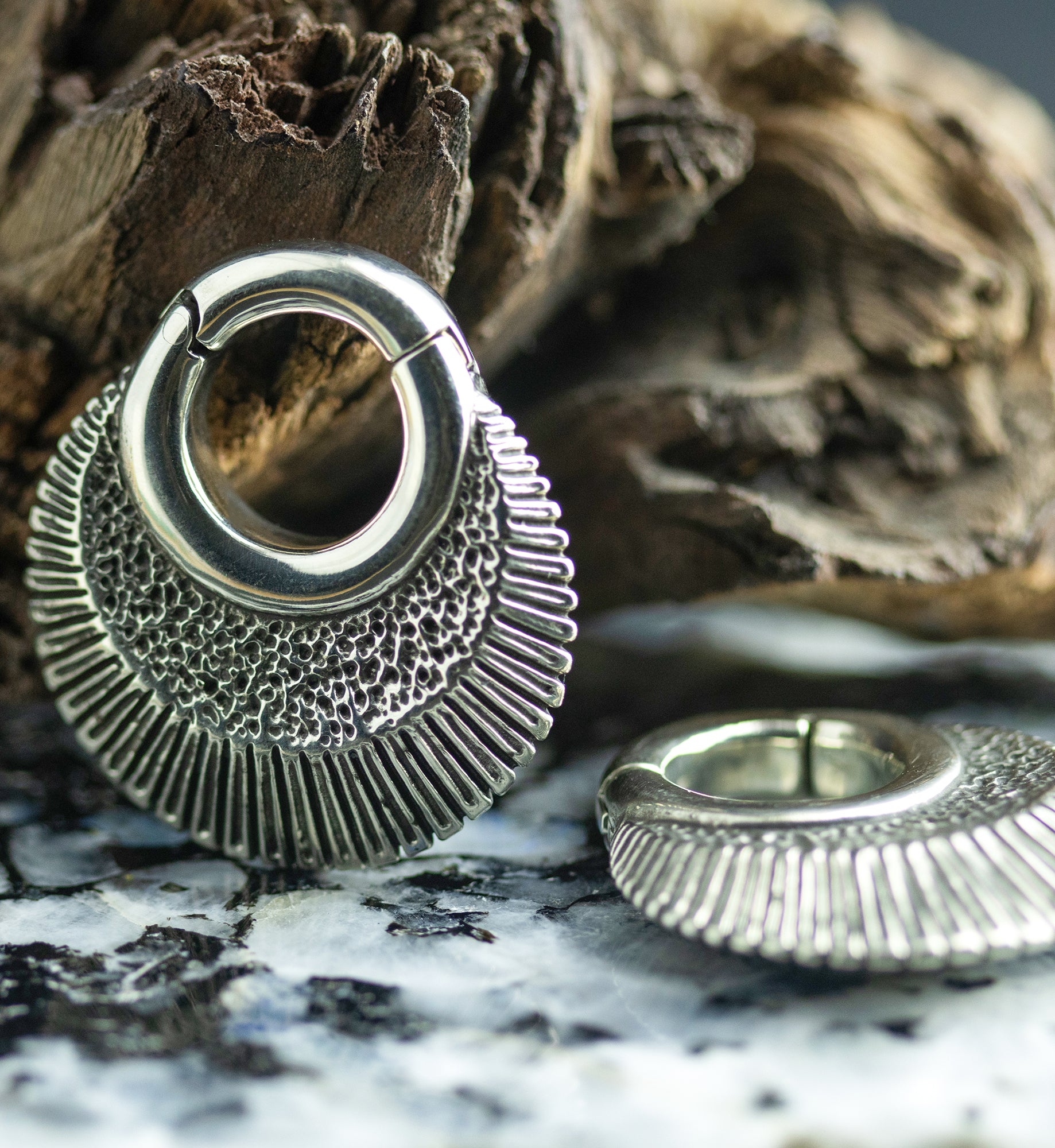 Shale White Brass Hinged Ear Weights