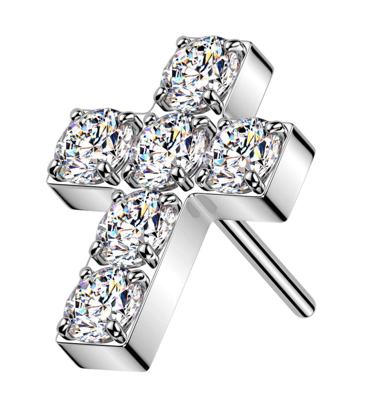 Shining Cross CZ Titanium Threadless Top by Urban Body Jewelry
