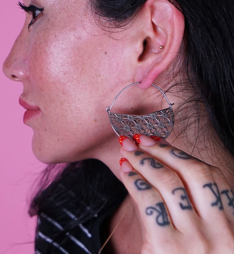 Silver Asanoha Titanium Hangers - Earrings