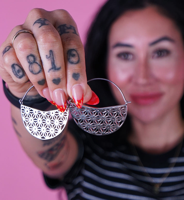 Silver Asanoha Titanium Hangers - Earrings