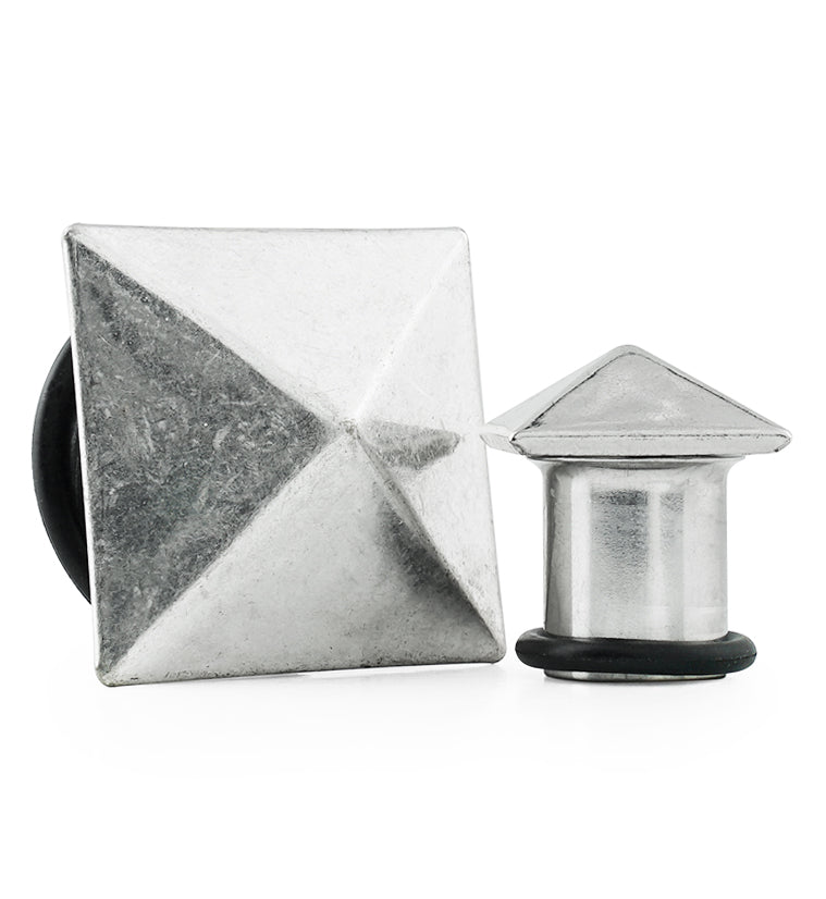 Silver Polyhedra Single Flare Steel Plugs