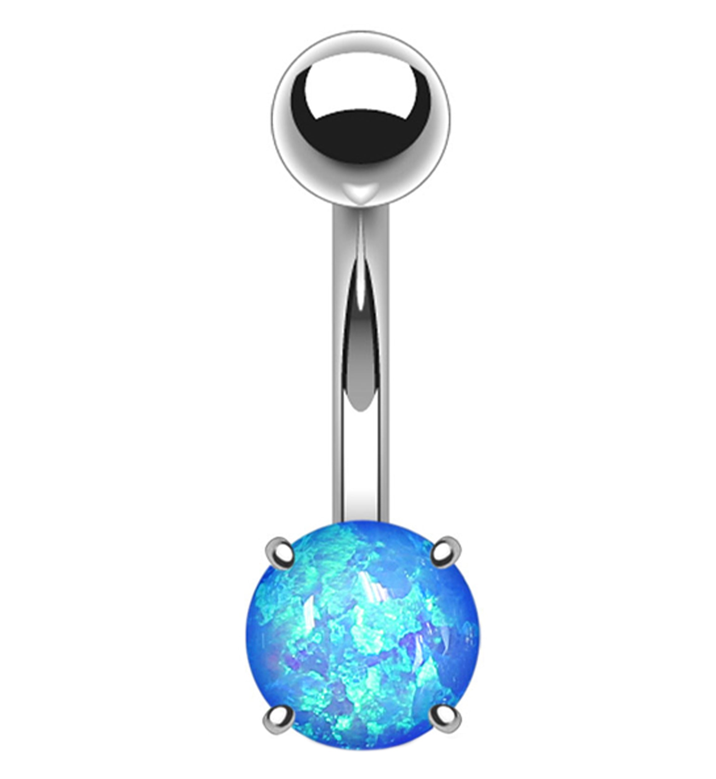 Simple Aqua Opalite Stainless Steel Belly Button Ring