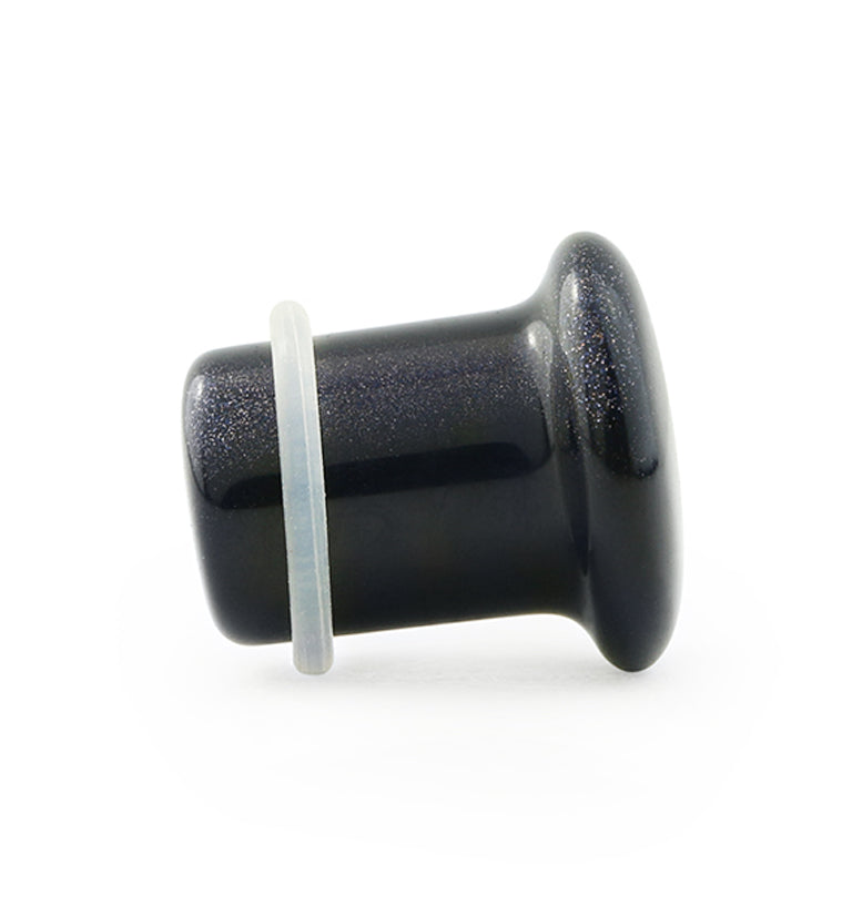 Blue Goldstone Glass Plugs - Single Flare