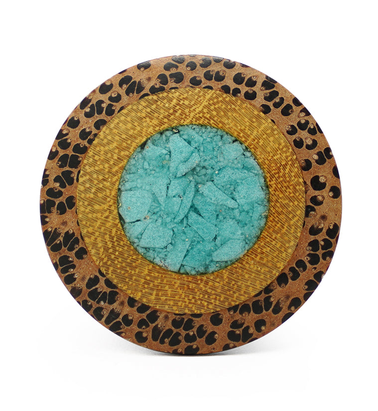 Single Flare Coconut Wood Plugs with Jackfruit & Turquoise Inlay