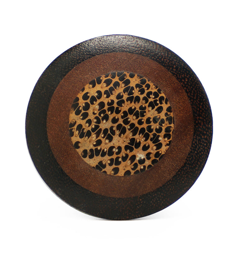 Single Flare Dark Tamarind Wood Plugs with Saba & Coconut Inlay