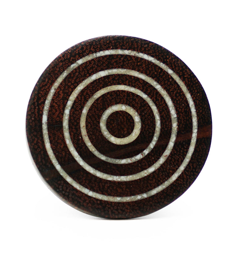 Single Flare Dark Tamarind Wood Plugs with Triple Target Inlay
