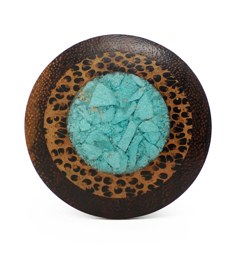 Single Flare Dark Tamarind Wood Plugs with Coconut & Turquoise Inlay