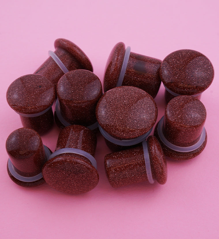 Single Flare Goldstone Glass Plugs