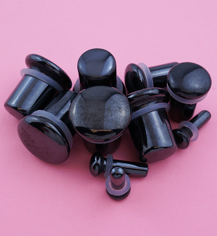 Single Flare Hematite Stone Plugs