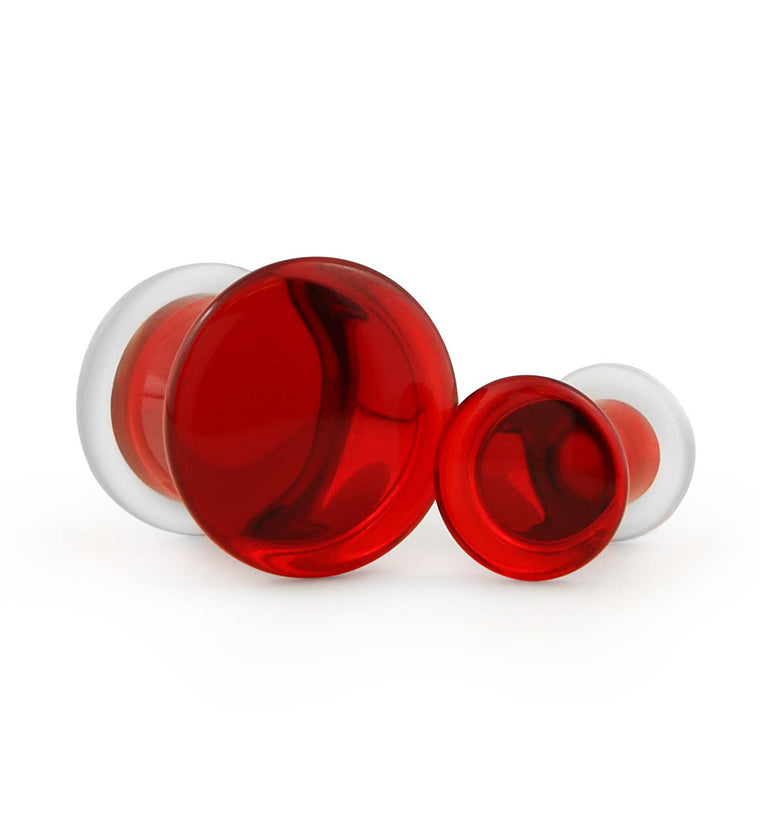 Red Glass Plugs - Single Flare