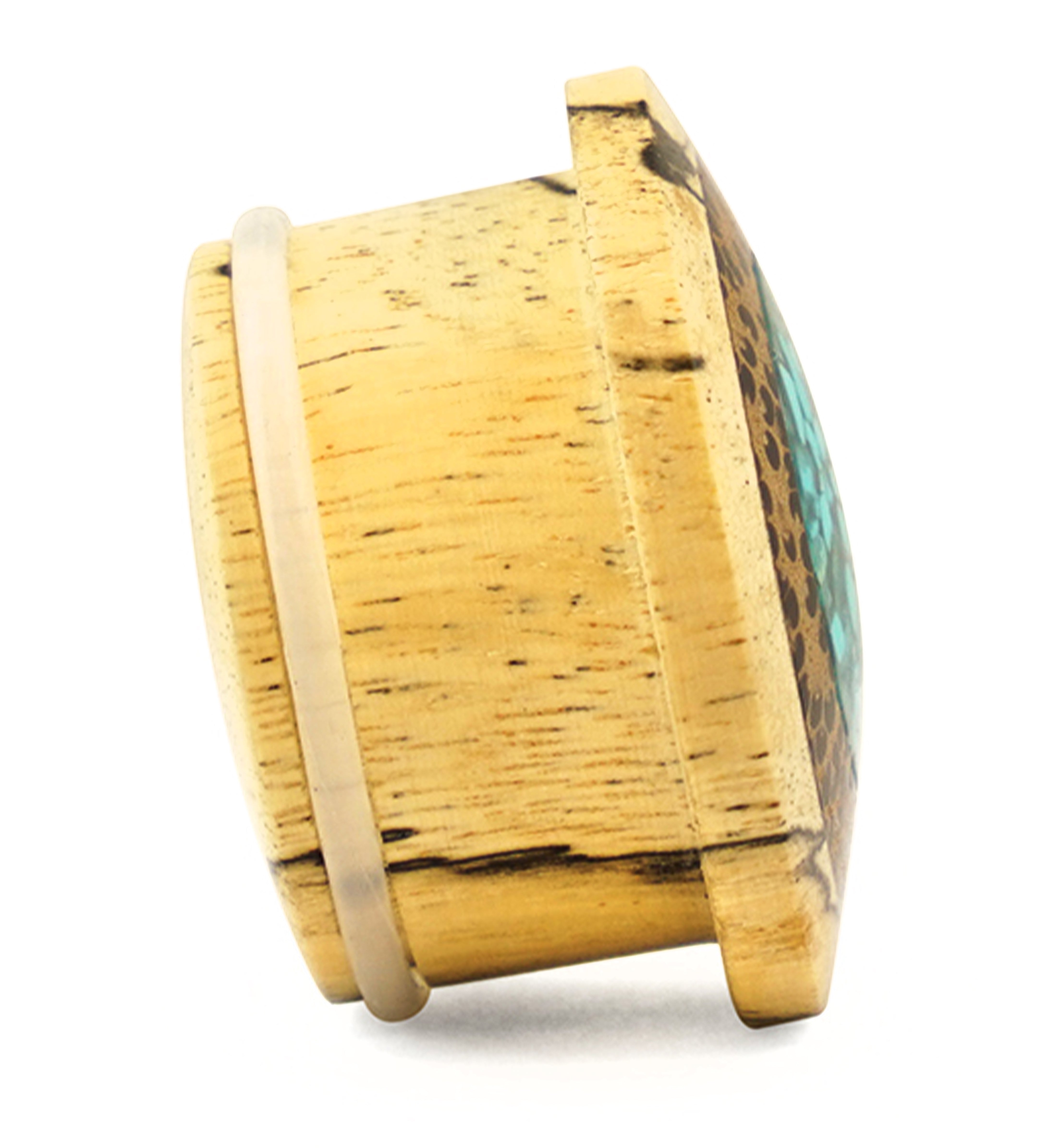 Single Flare Tamarind Wood Plugs with Coconut & Turquoise Inlay