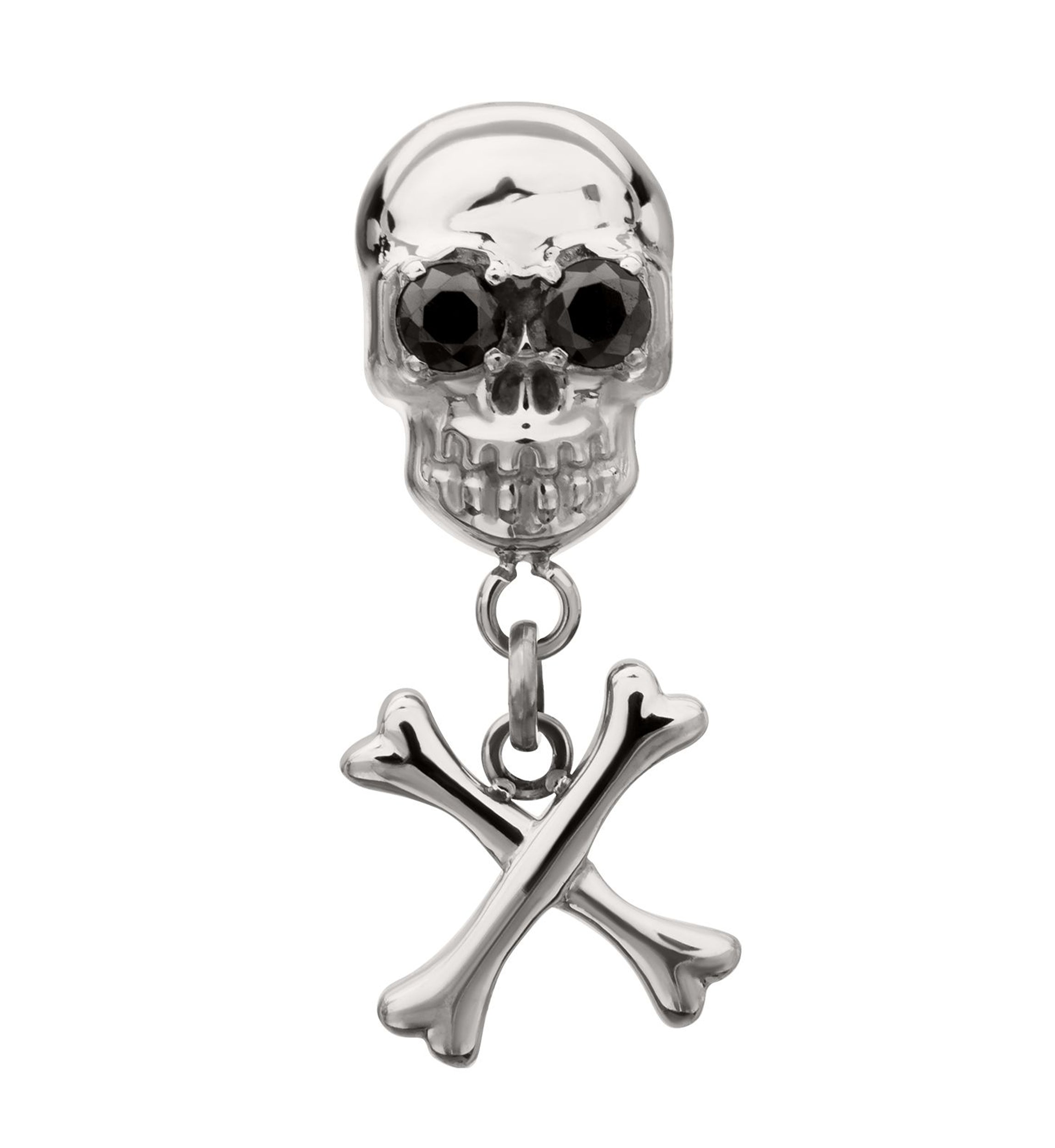 Skull And Crossbone Dangle Titanium Threadless Top