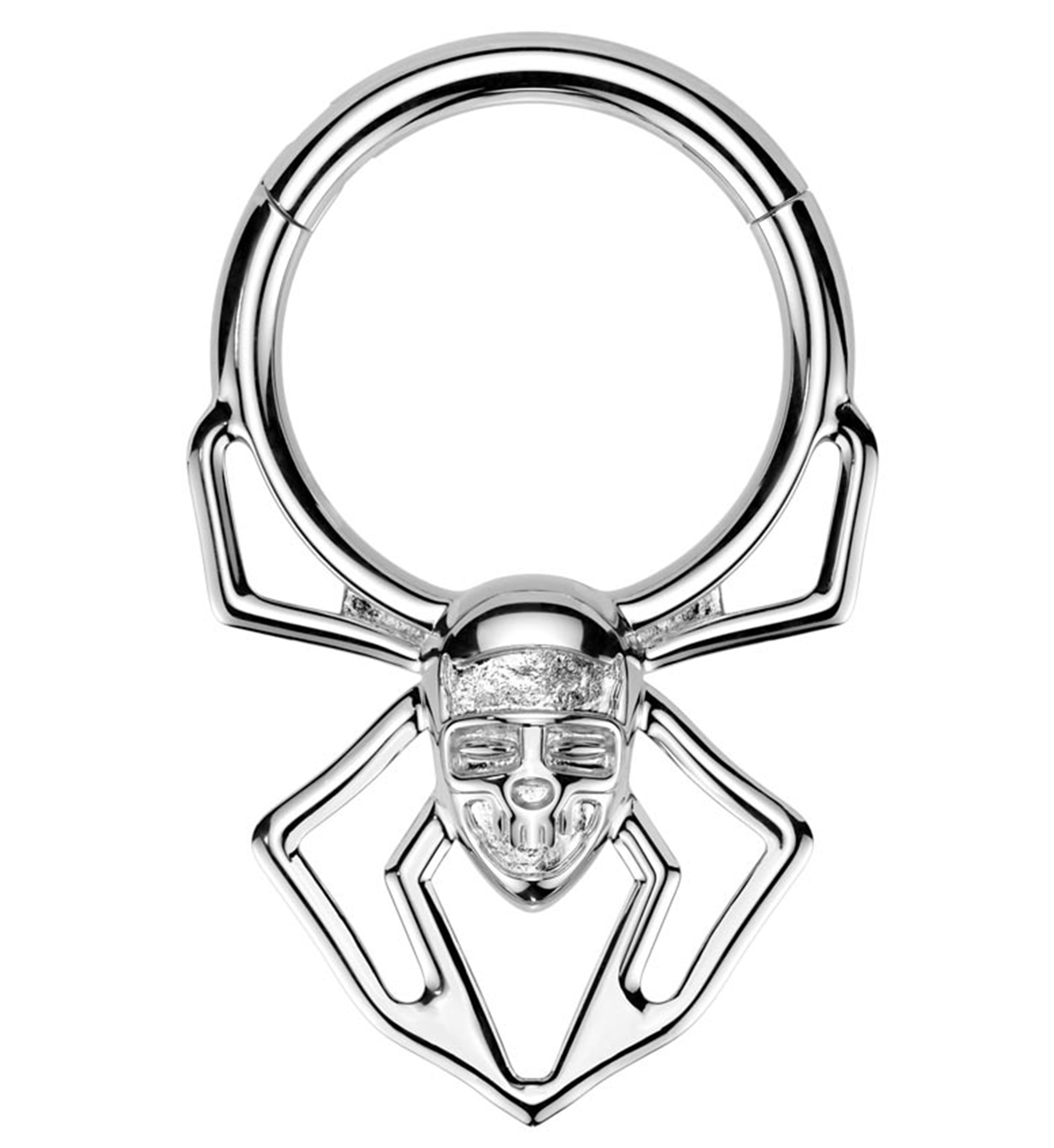 Skull Face Spider Stainless Steel Hinged Segment Ring