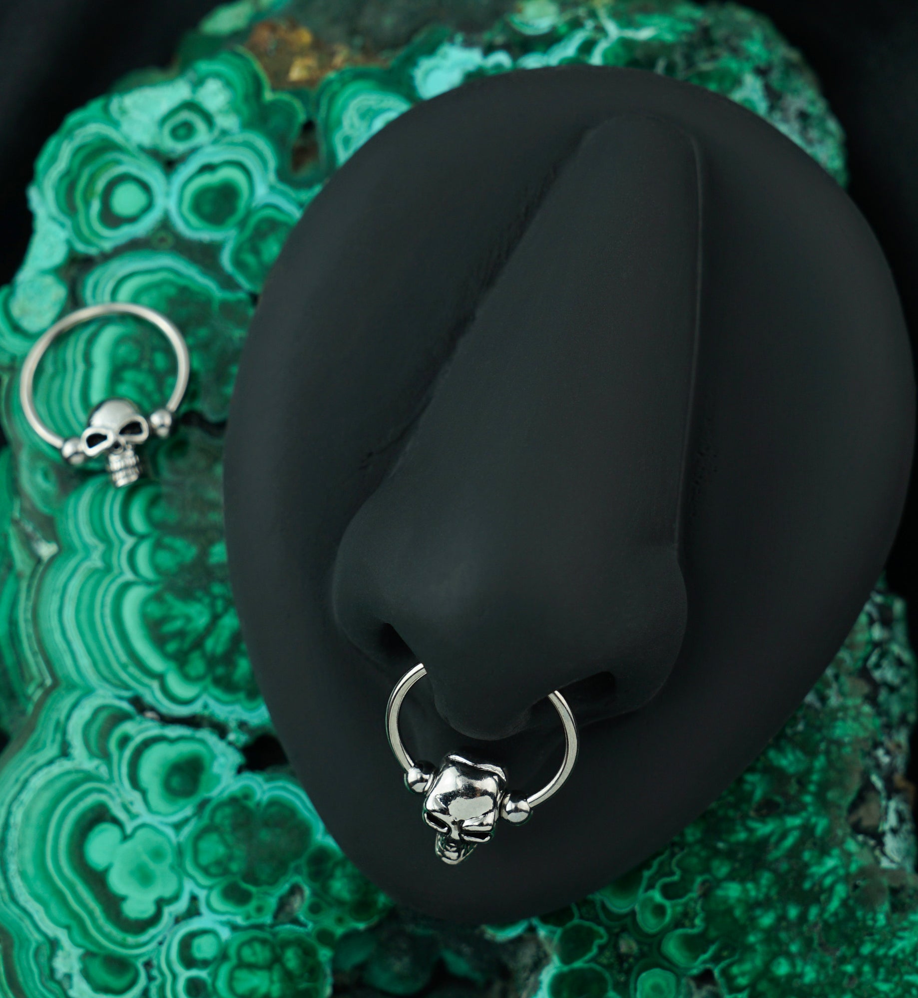 Skull Stainless Steel Captive Circular Barbell Ring