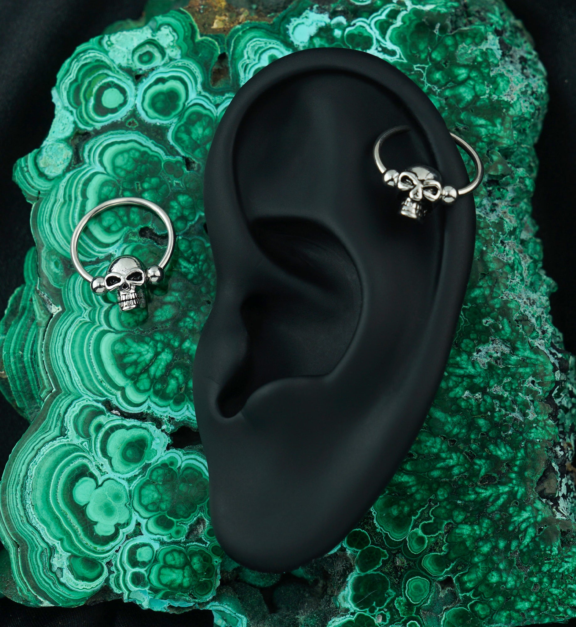 Skull Stainless Steel Captive Circular Barbell Ring