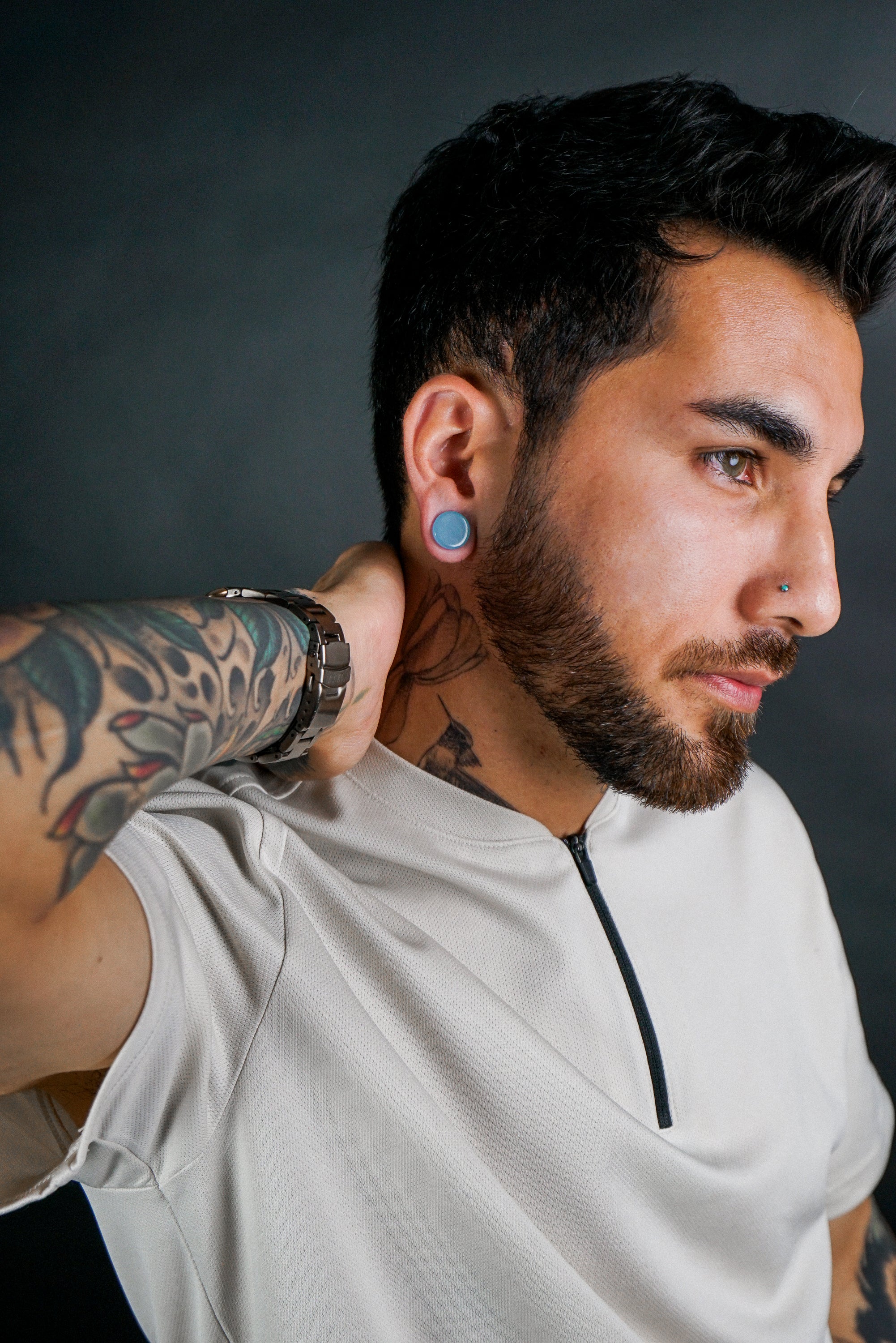 Sky Blue Glass Double Flare Plugs