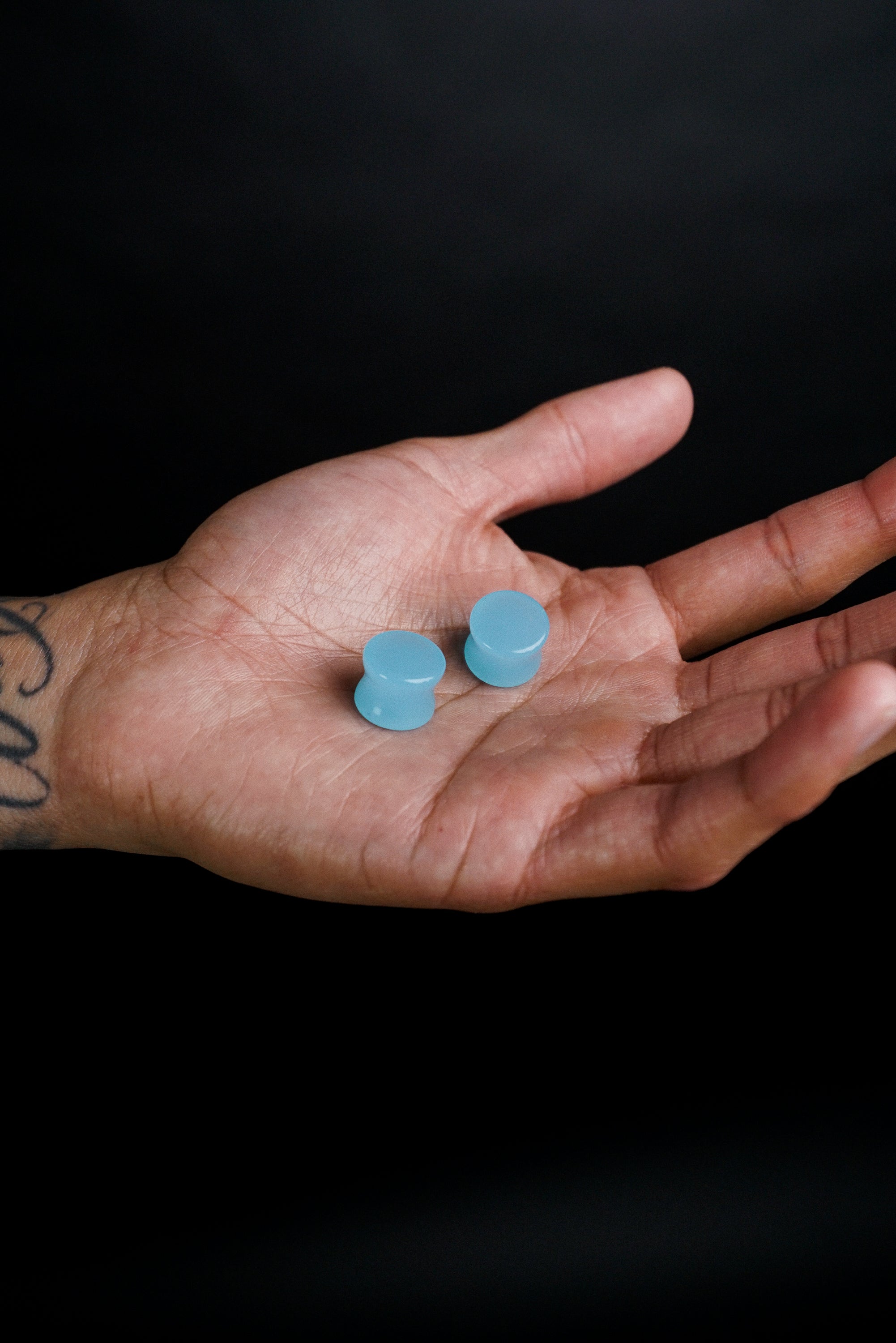 Sky Blue Glass Double Flare Plugs