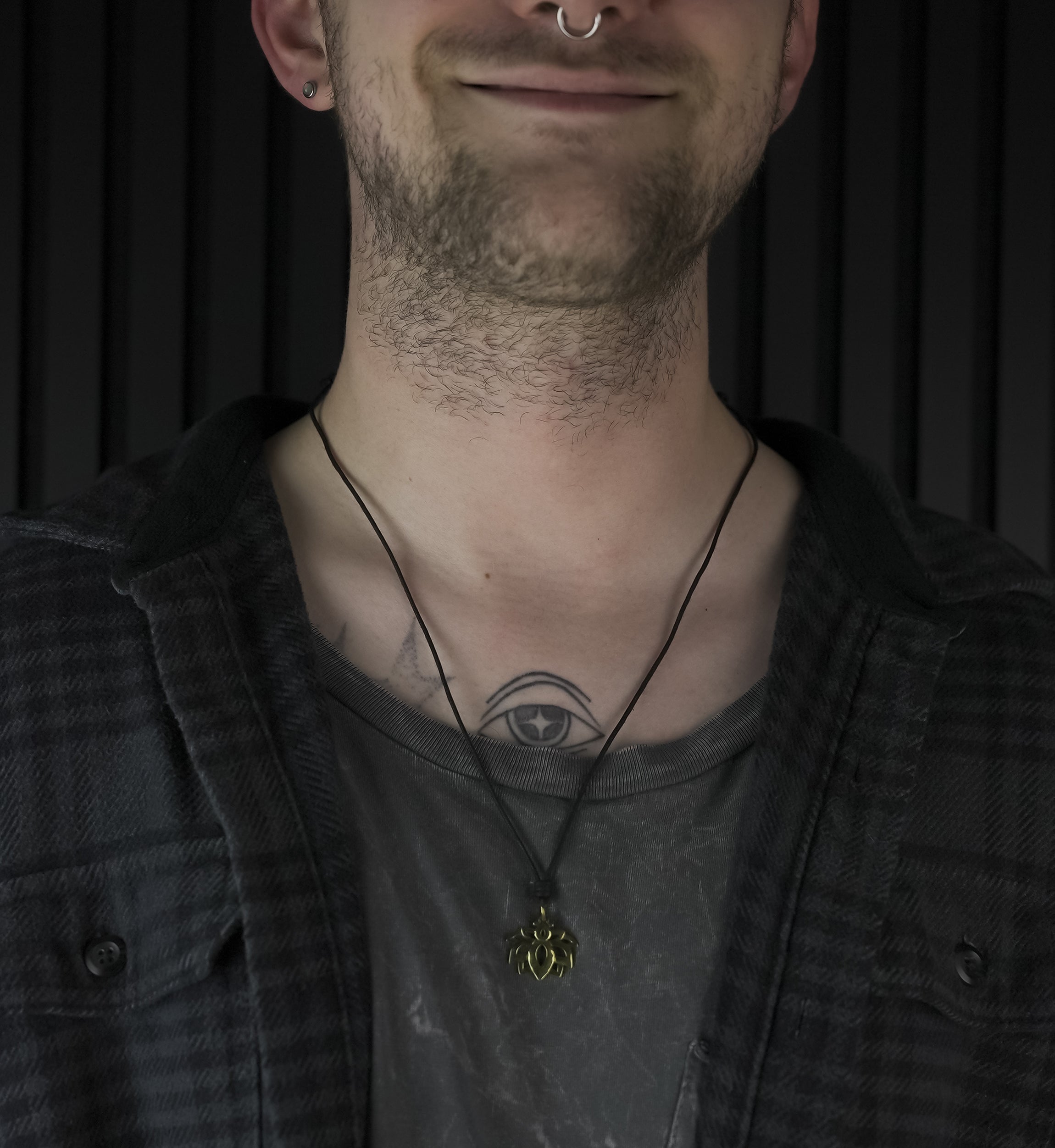 Small Lotus Flower Brass Pendant Necklace