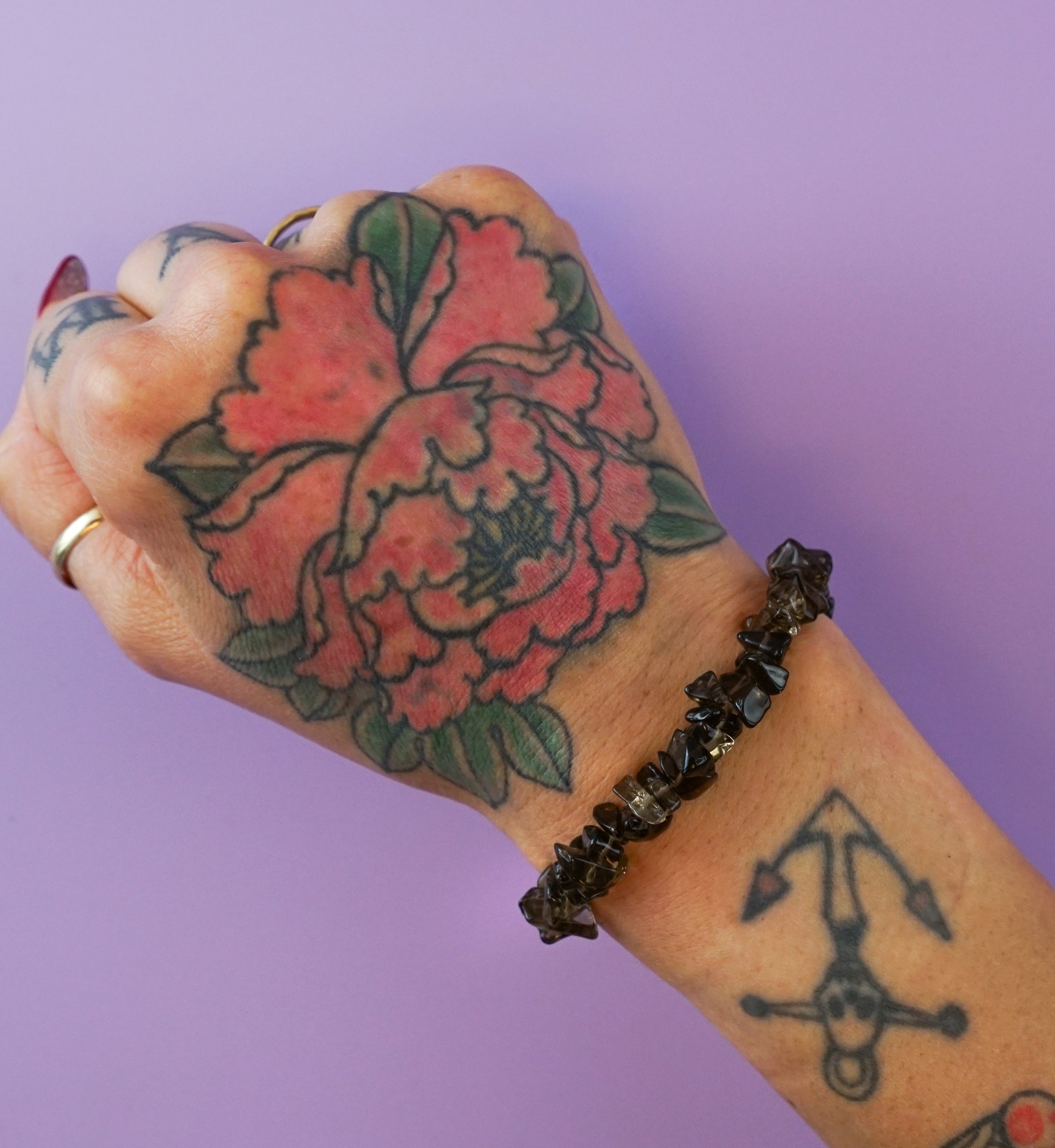 Smoky Quartz Chips Stone Bracelet