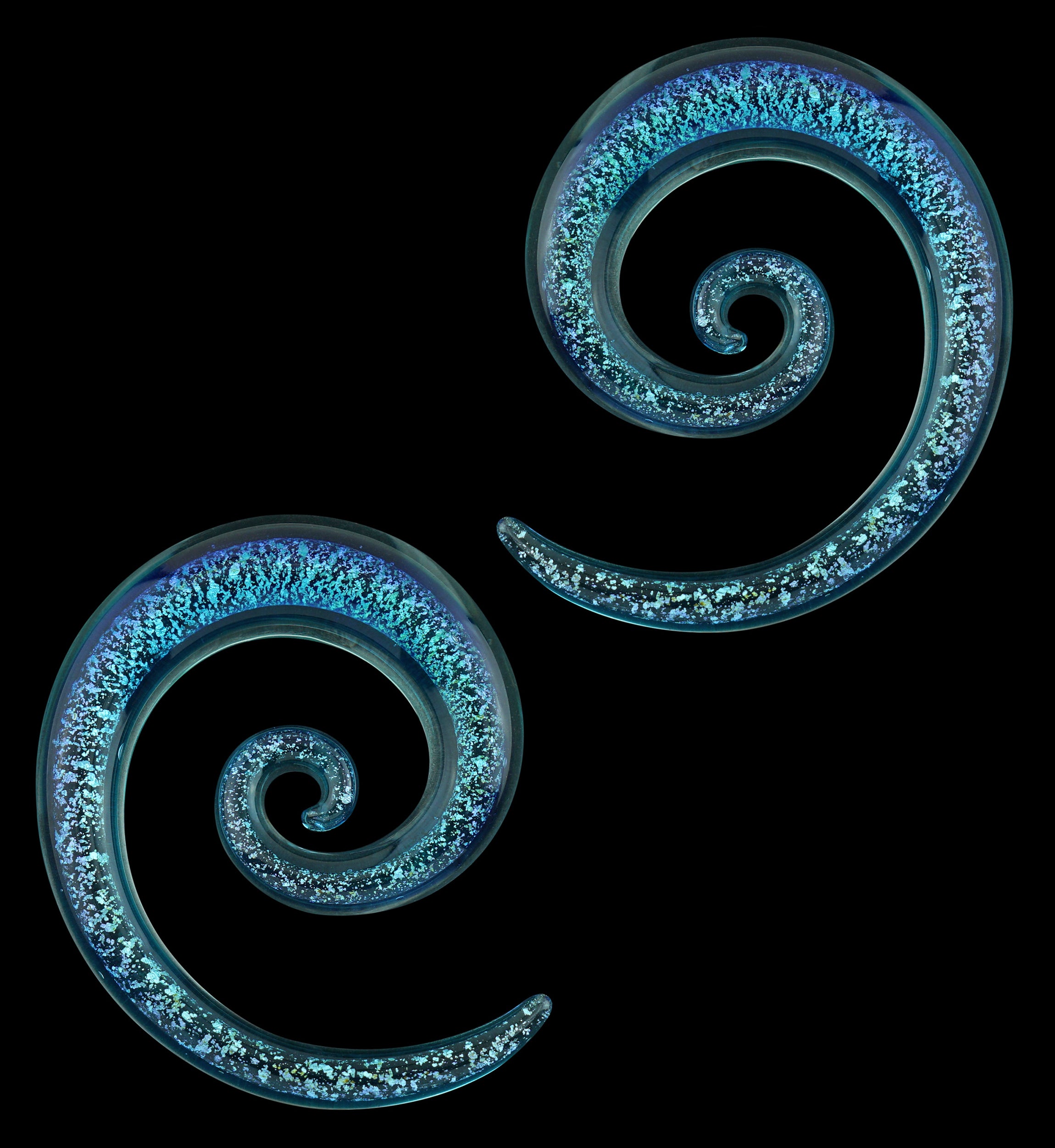 Solstice Blue Dichroic Glass Spirals