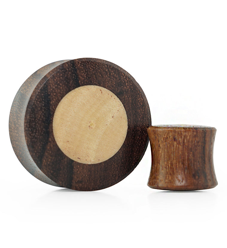 A Pair of Concave Tiger Ebony Wood Double Flared Plug