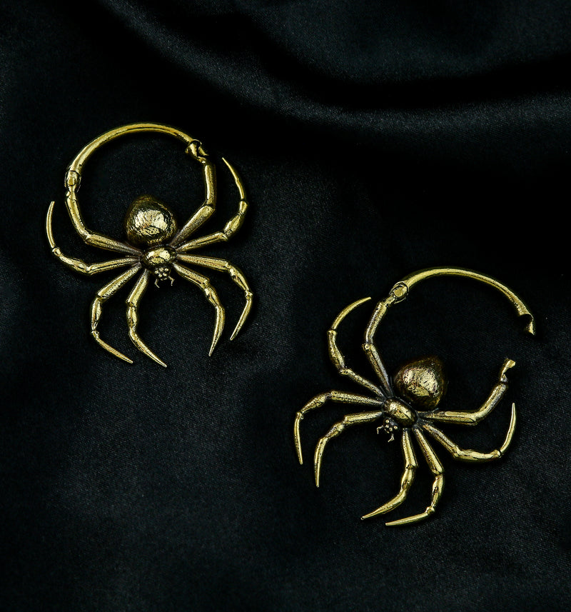 Spider Brass Hinged Ear Weights