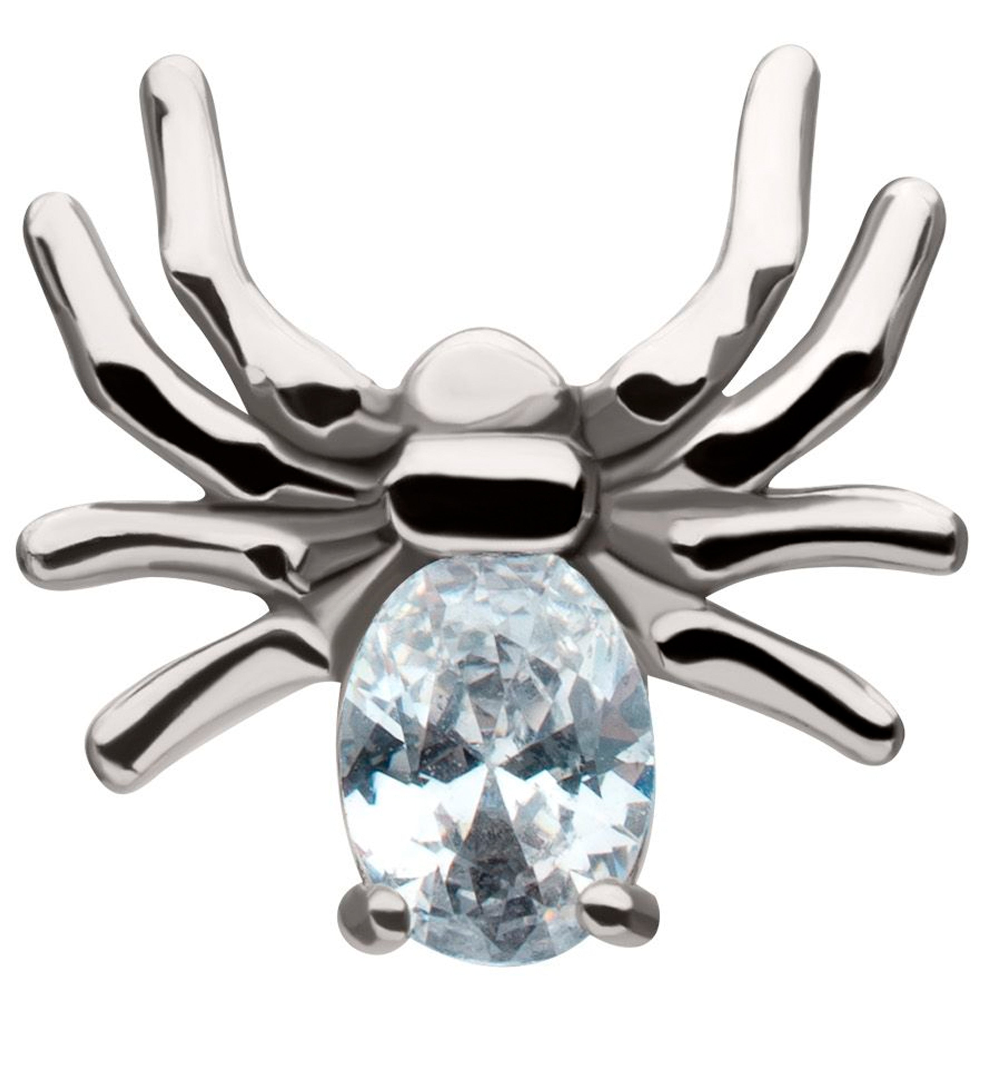 Spider Clear CZ Stainless Steel Internally Threaded Labret