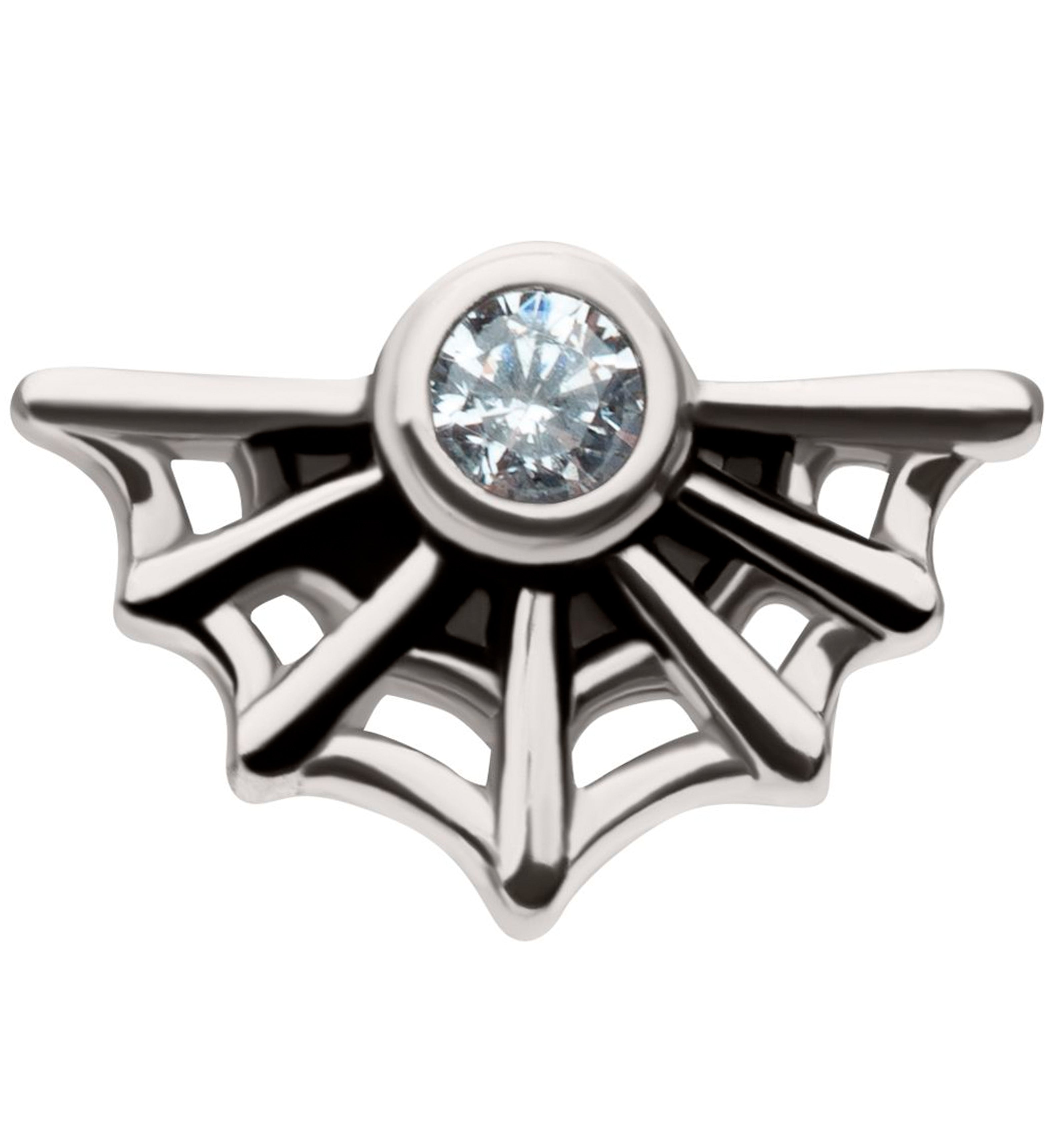 Spider Web Clear CZ Stainless Steel Internally Threaded Labret