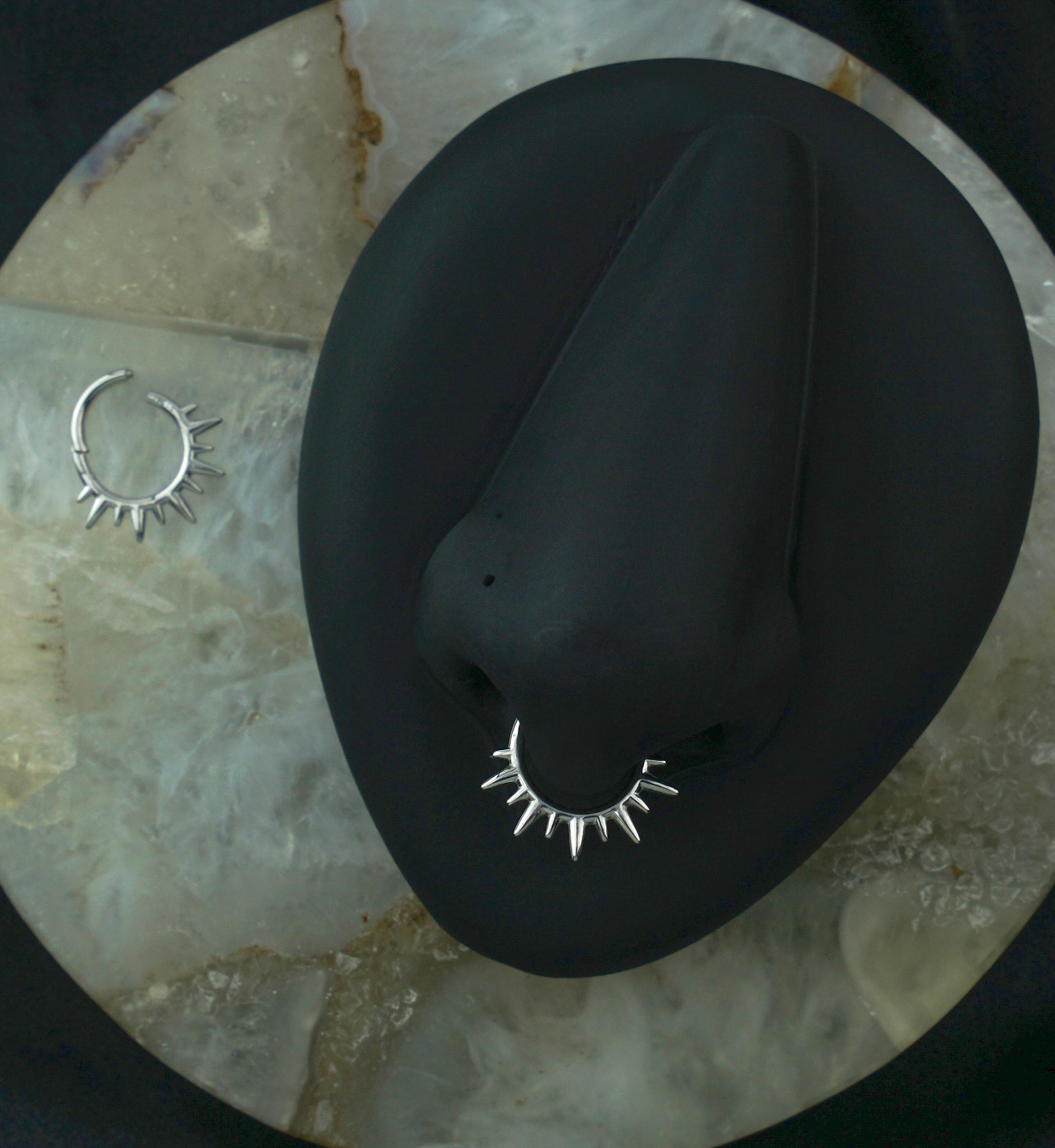 Spike Rays Stainless Steel Hinged Segment Ring