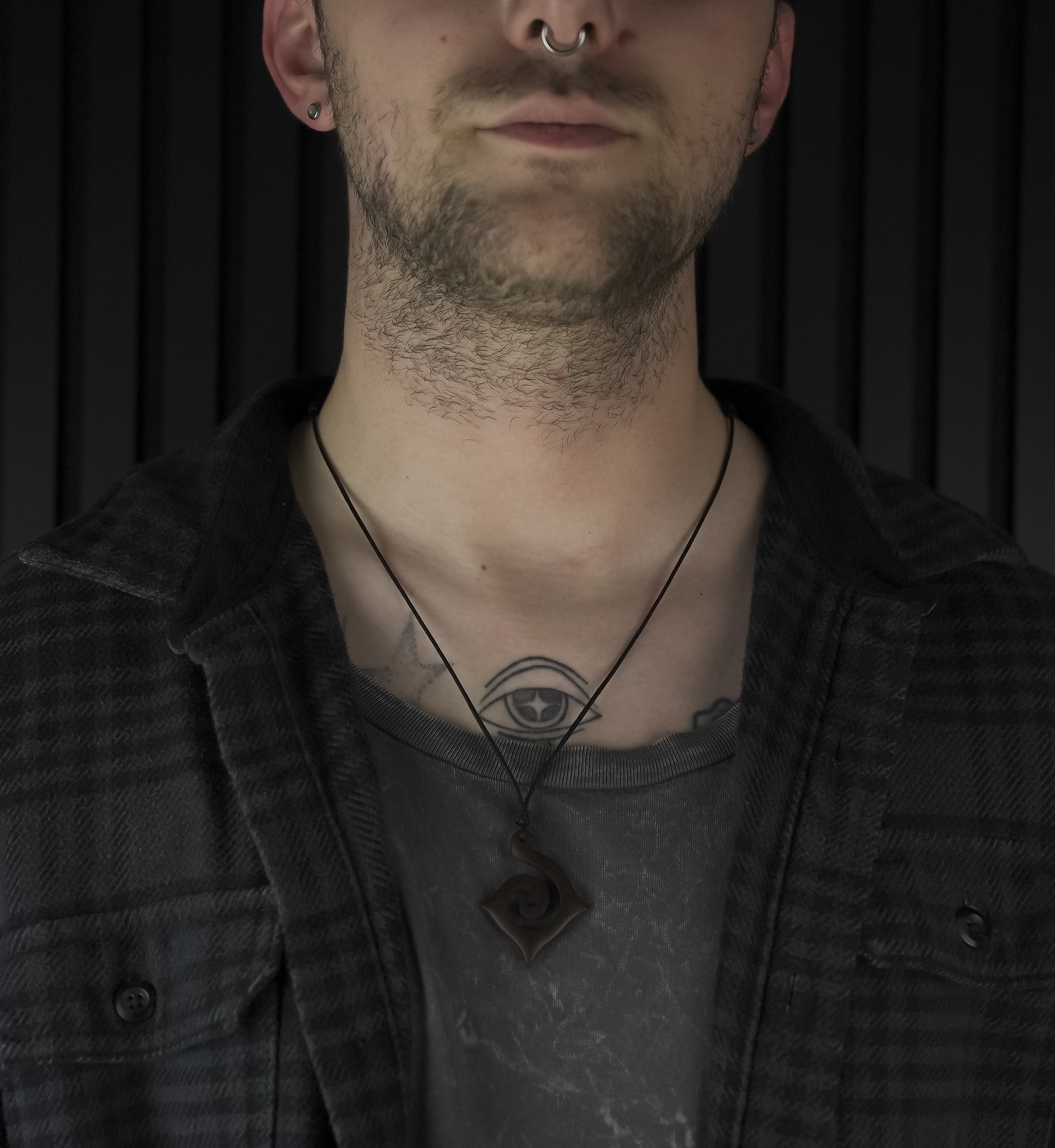 Spiral Hook Narra Wood Pendant Necklace