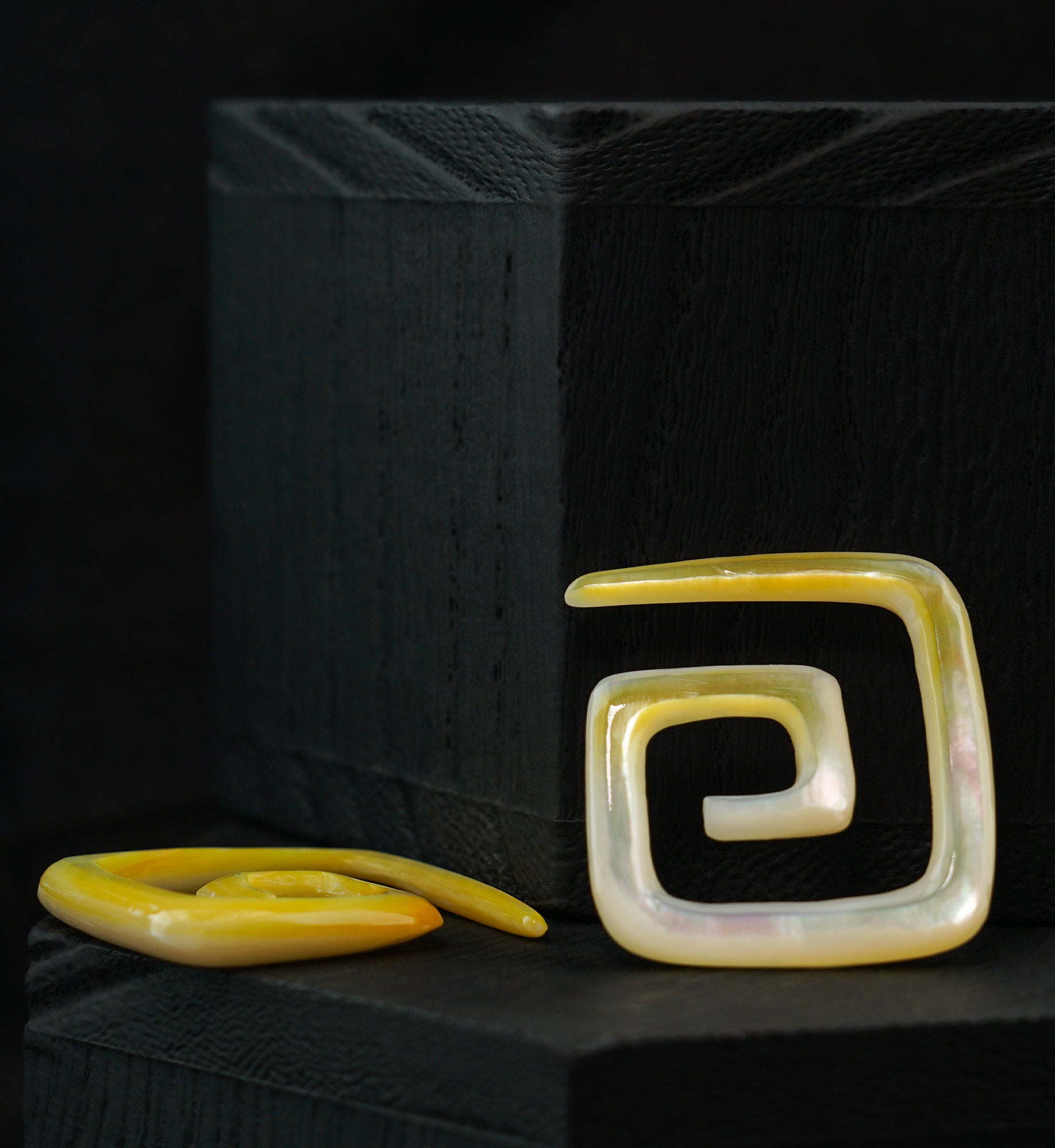 Square Spiral Mother of Pearl Hangers