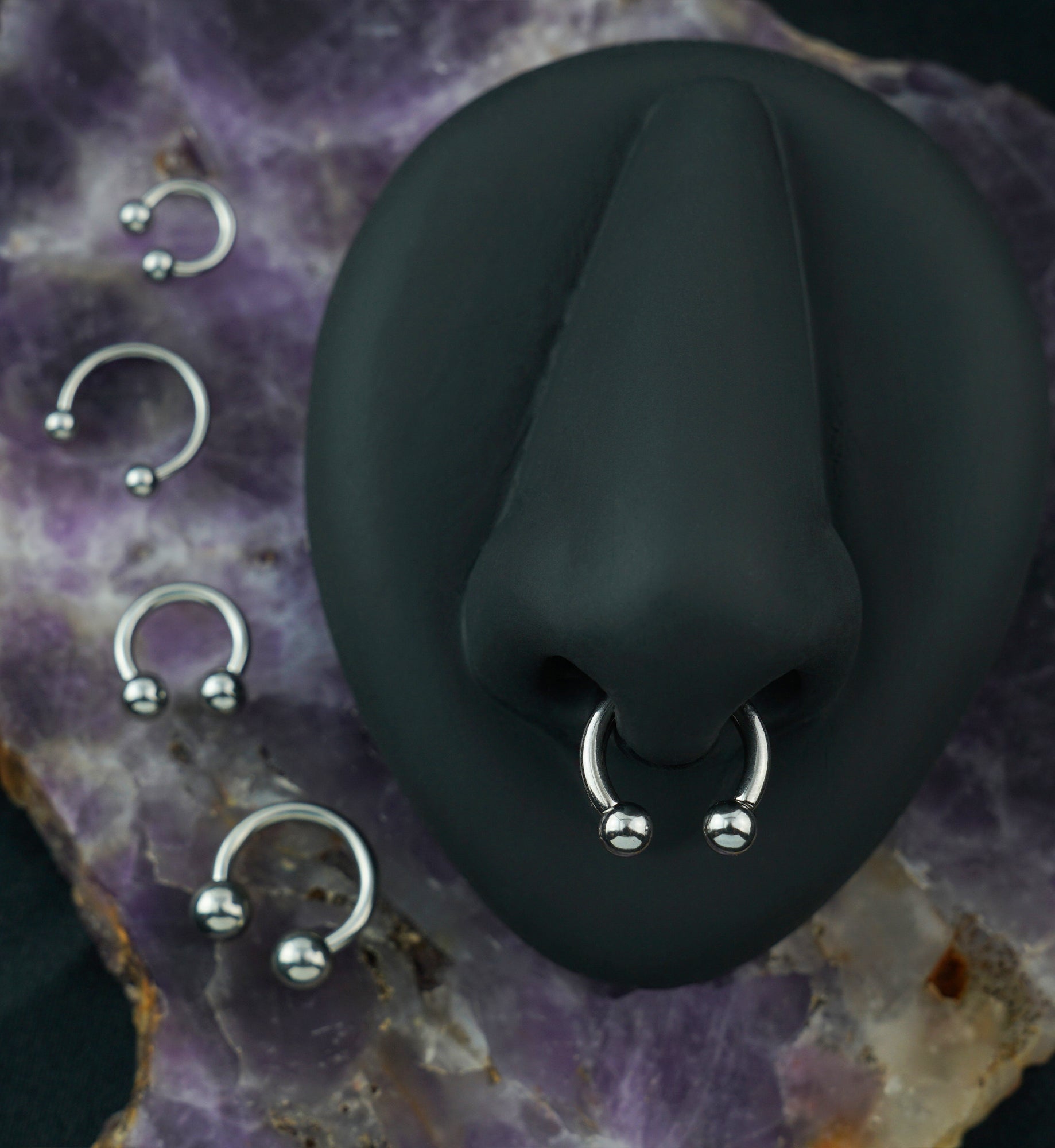 Stainless Steel Circular Horseshoe Ring