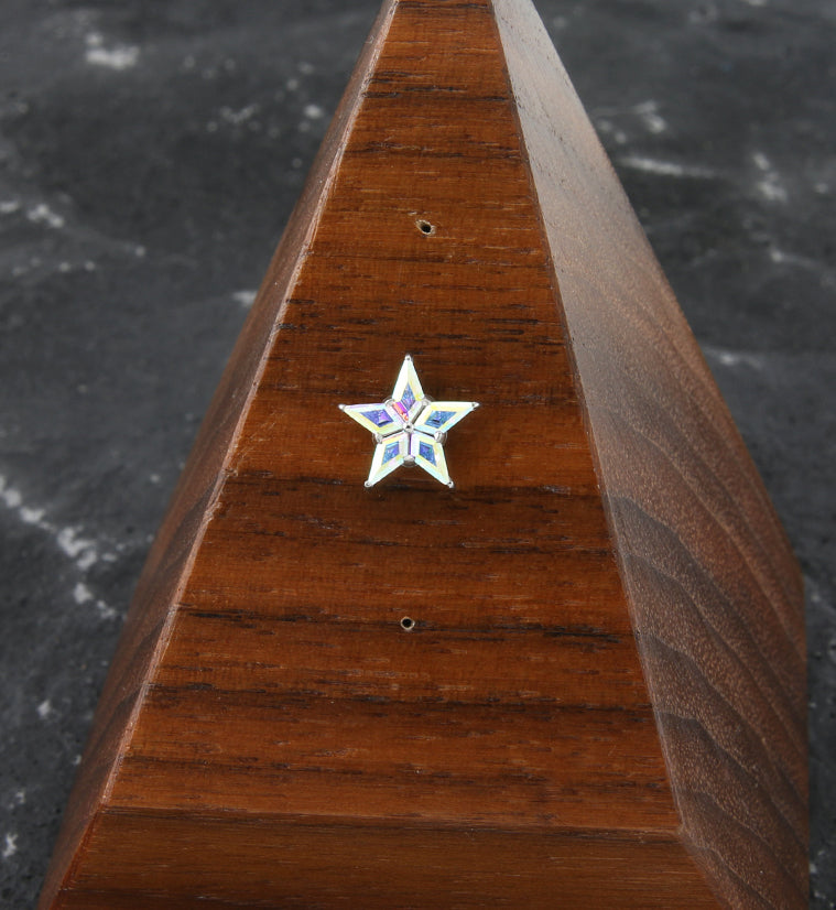 Star Flower Rainbow Aurora CZ Threadless Titanium Top