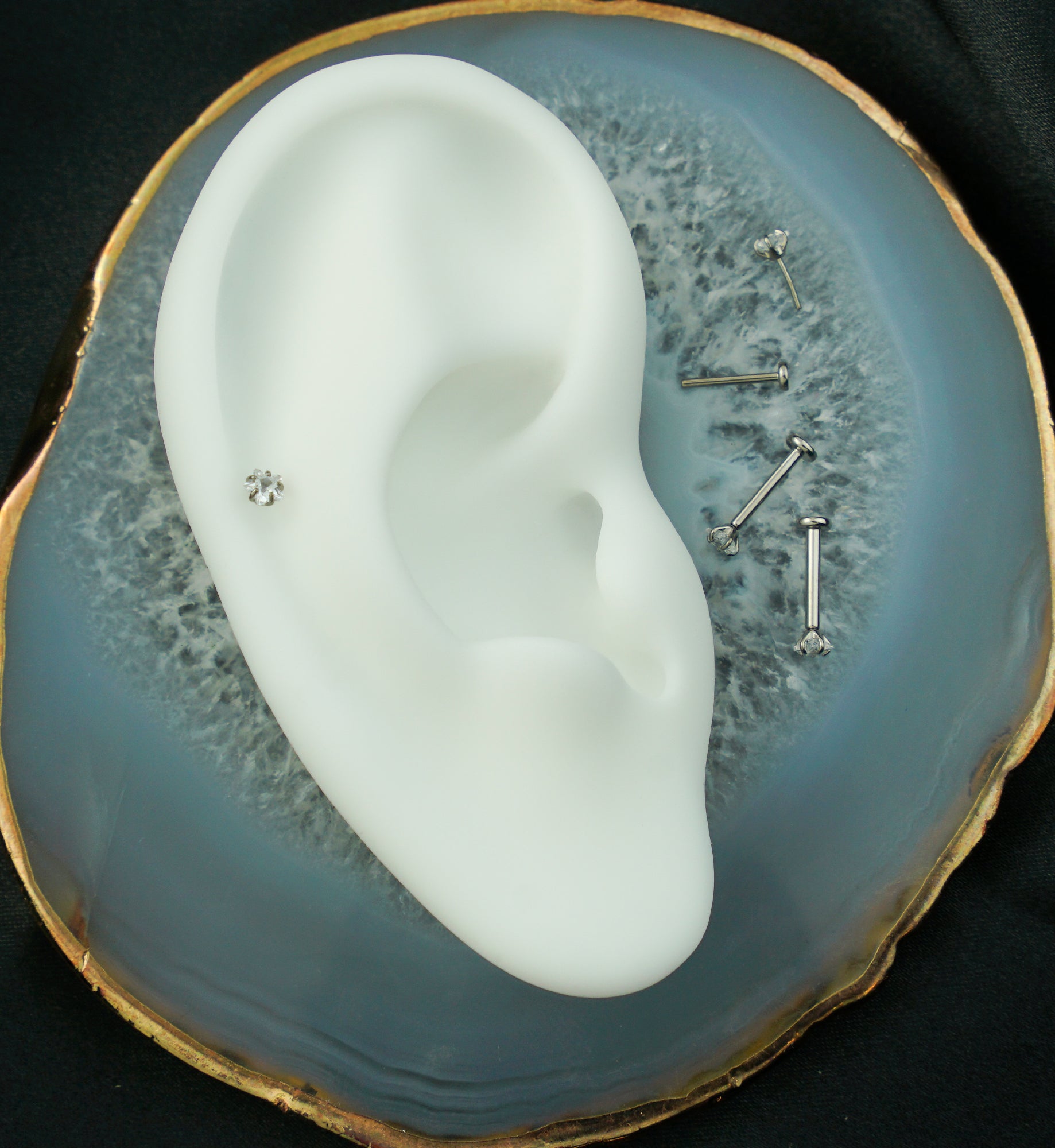 Star Prong Clear CZ Titanium Threadless Labret