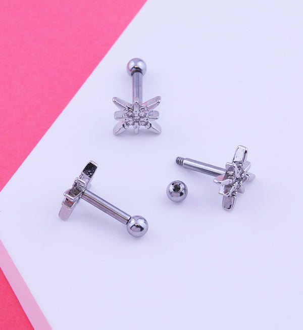 Starbright Clear CZ Stainless Steel Cartilage Barbell