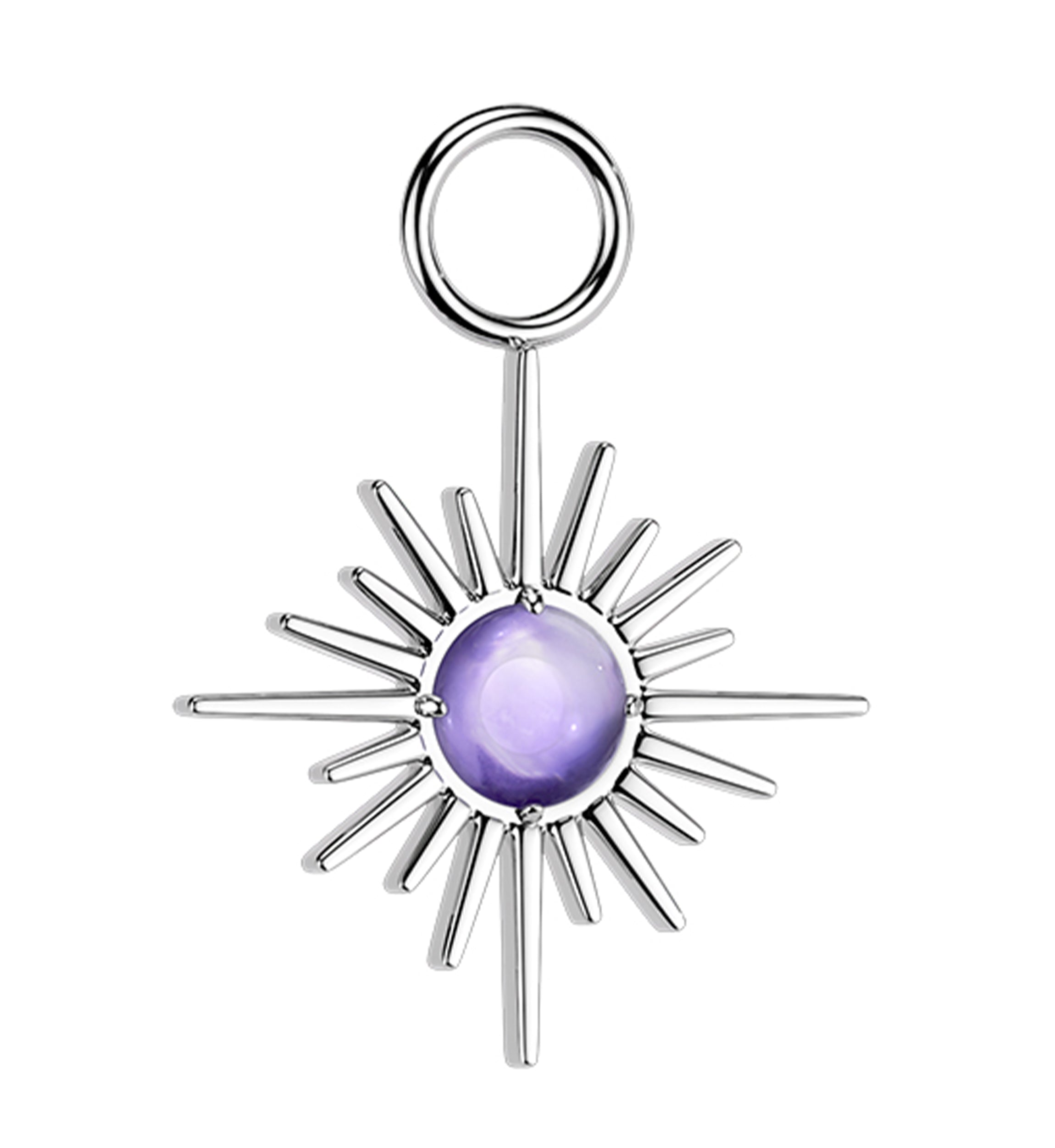 Starburst Amethyst Stone Titanium Charm
