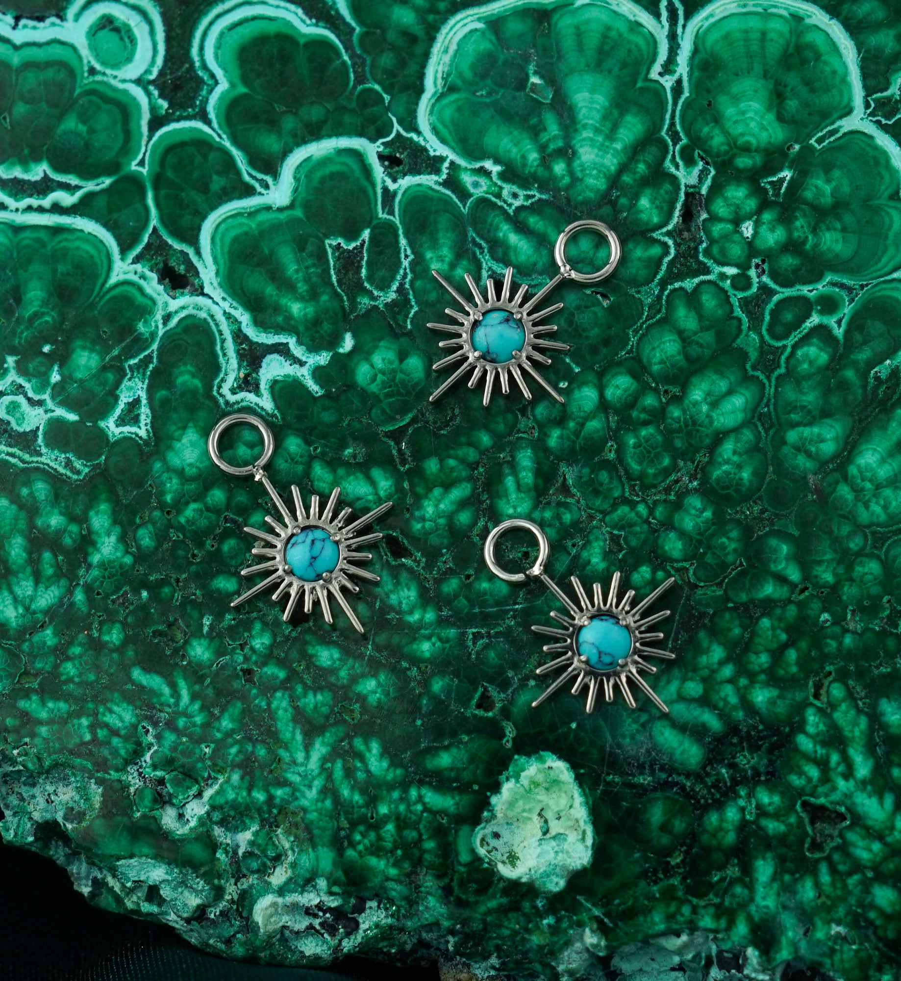 Starburst Howlite Turquoise Stone Titanium Charm