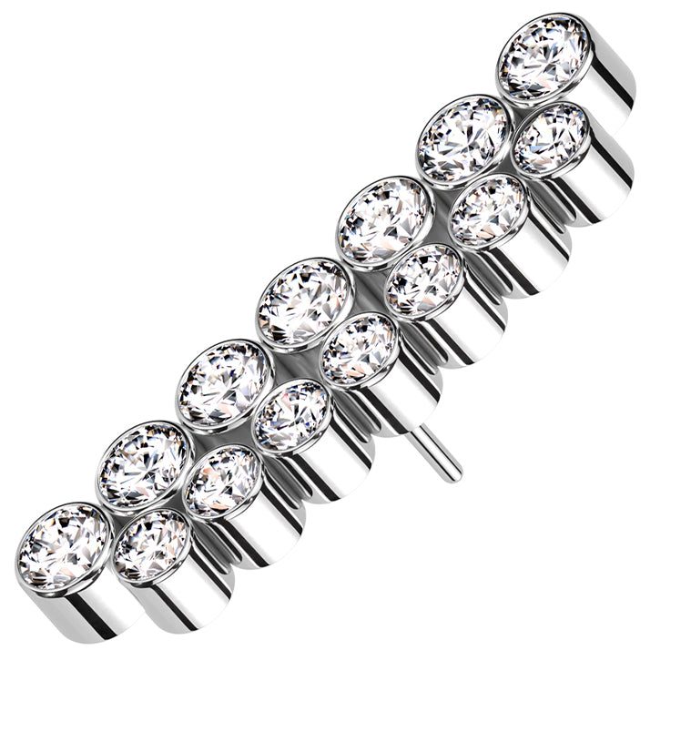Straight Double Row Bezel CZ Titanium Threadless Top