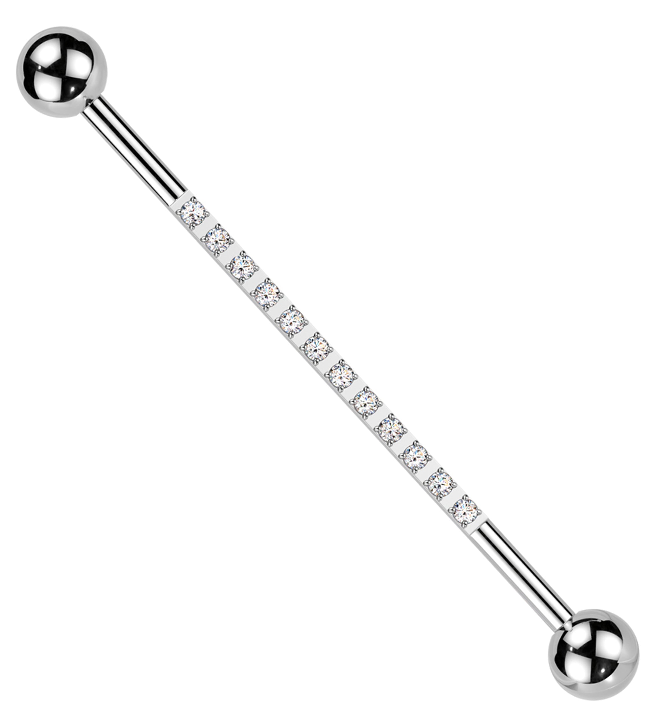 Stripe Clear CZ Externally Threaded Titanium Industrial Barbell