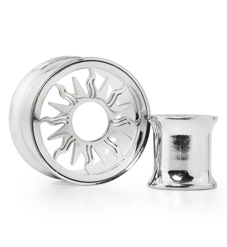 Day And Night Stainless Steel Double Flare Tunnel Plugs