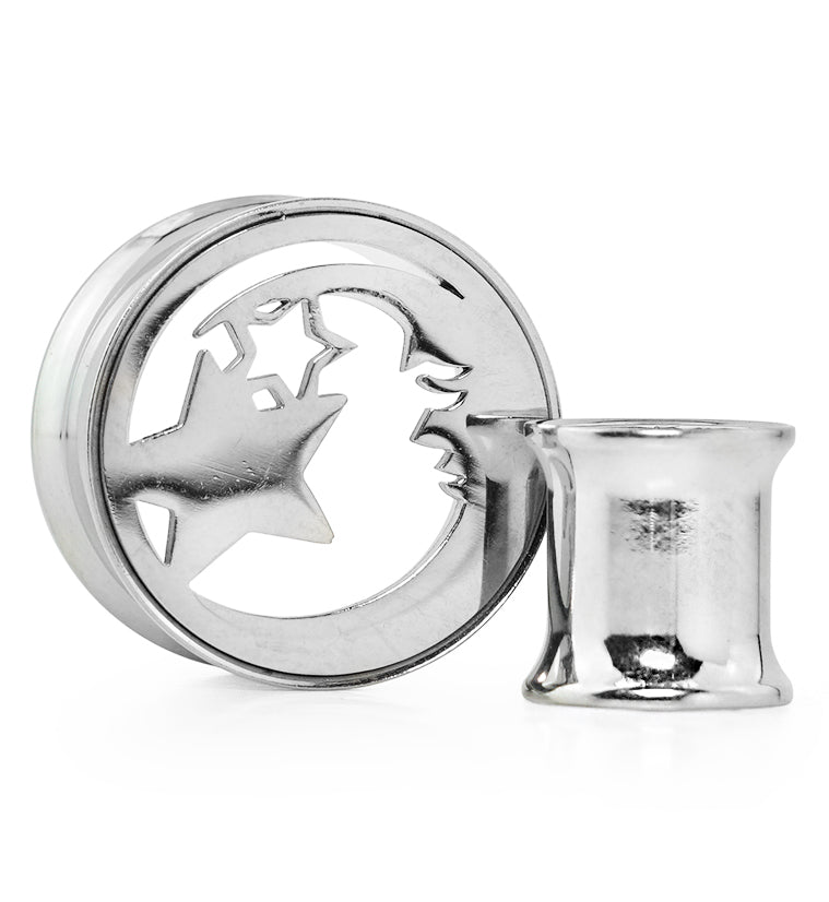 Day And Night Stainless Steel Double Flare Tunnel Plugs