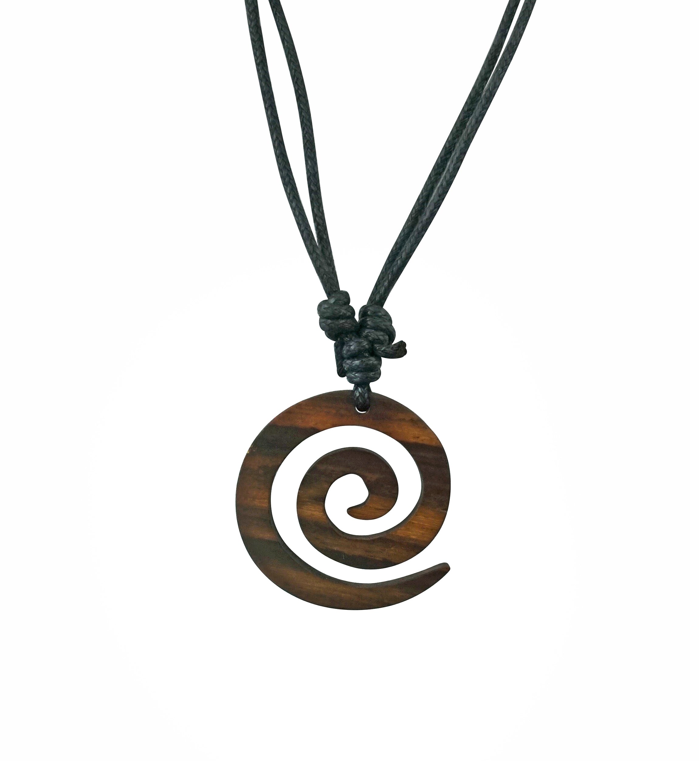 Super Spiral Narra Wood Pendant Necklace