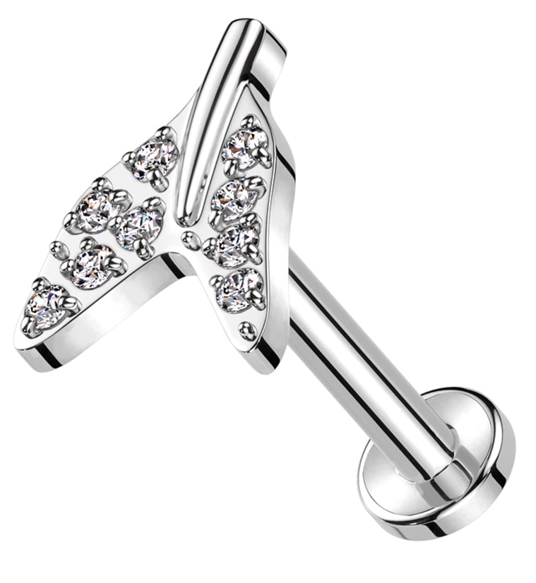 Tail Fin Clear CZ Internally Threaded Titanium Labret