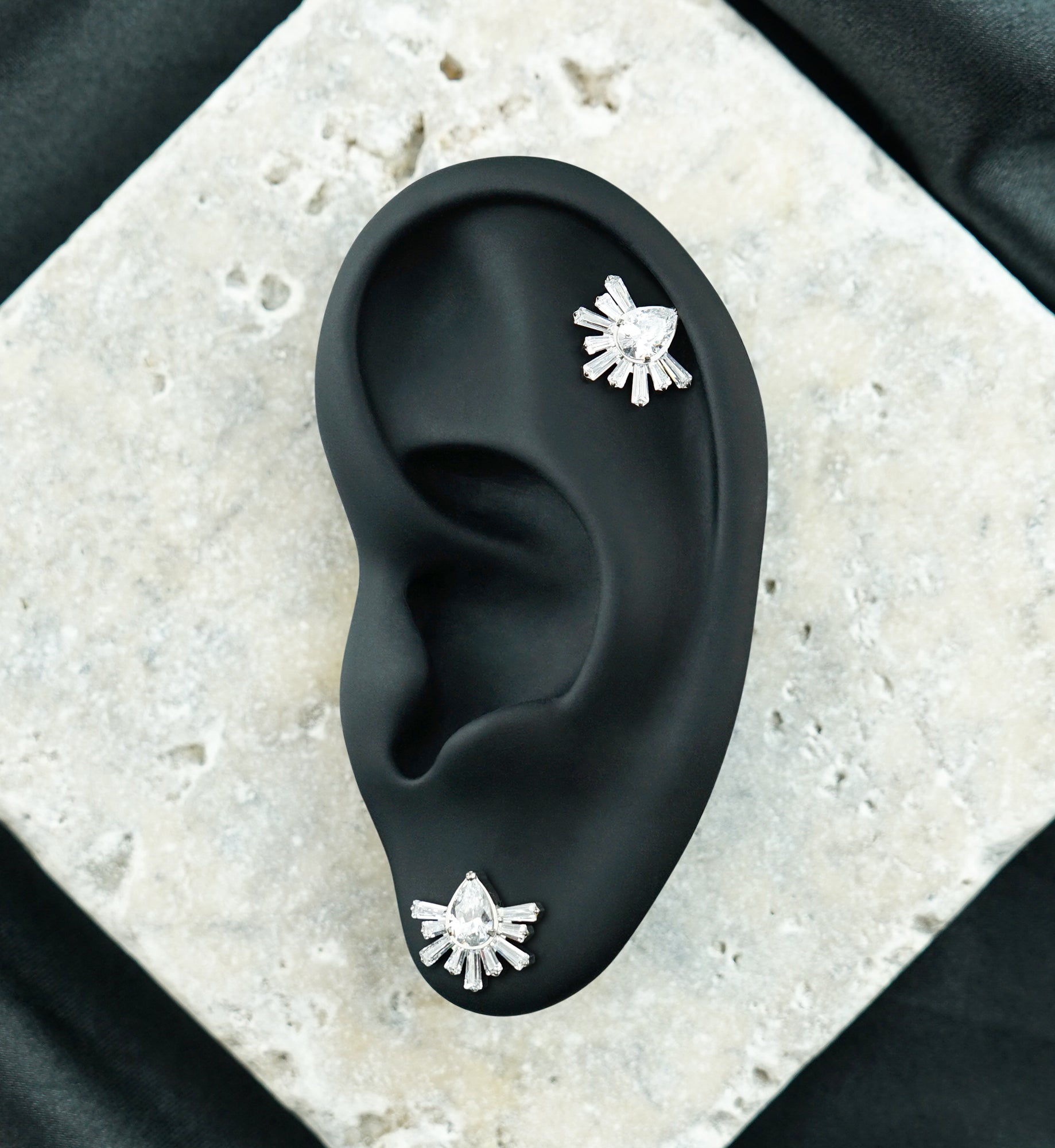 Teardrop Burst CZ Titanium Threadless Top