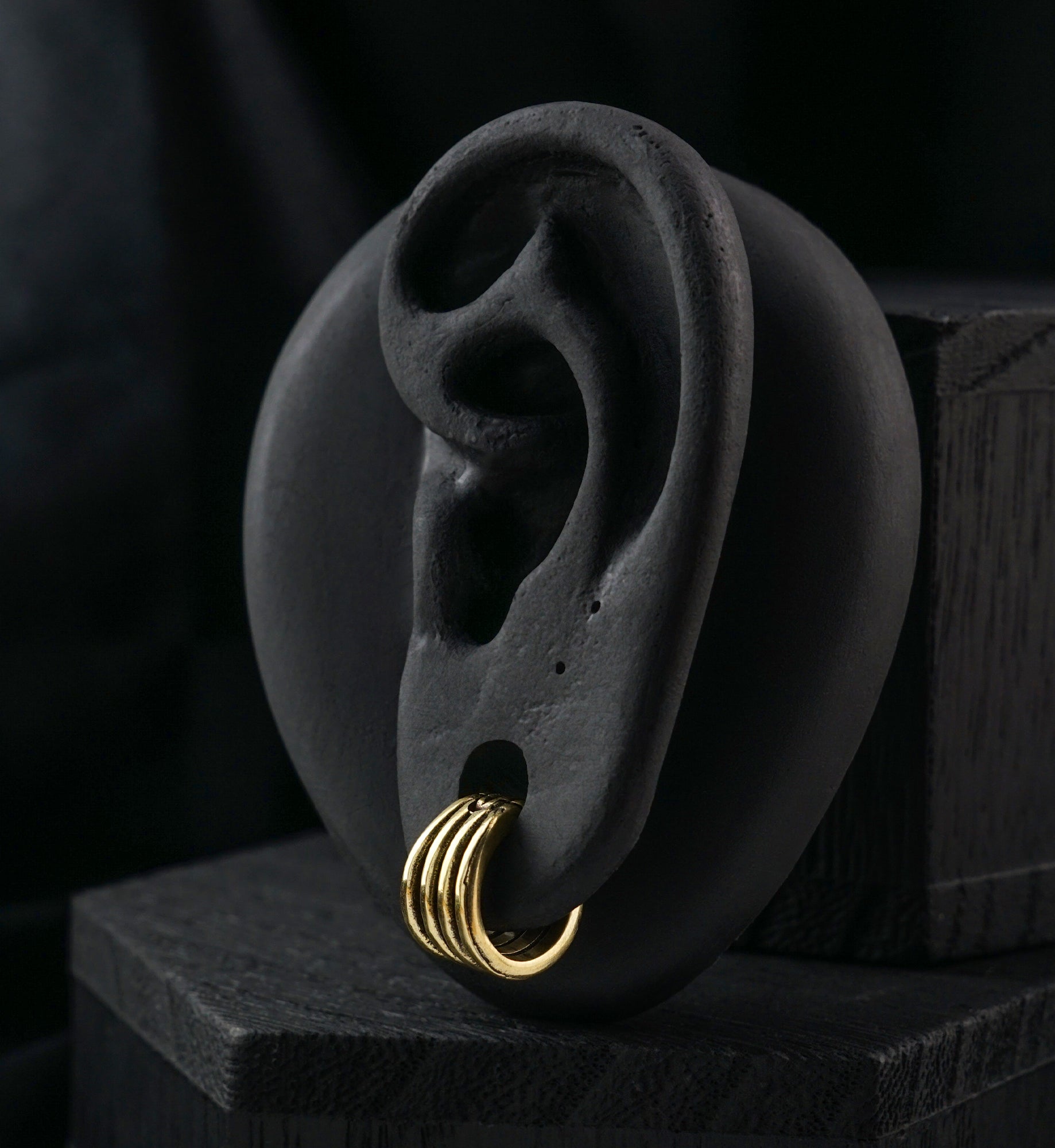 Tetrad Ring Brass Hinged Stretched Ear Cuffs
