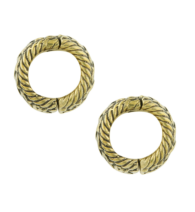 Textured Brass Hinged Ear Lobe Cuffs