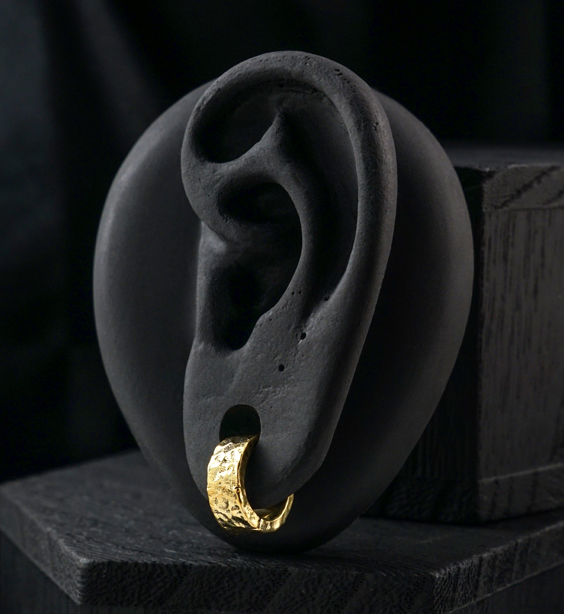 Thick Hammered Brass Hinged Stretched Ear Cuffs