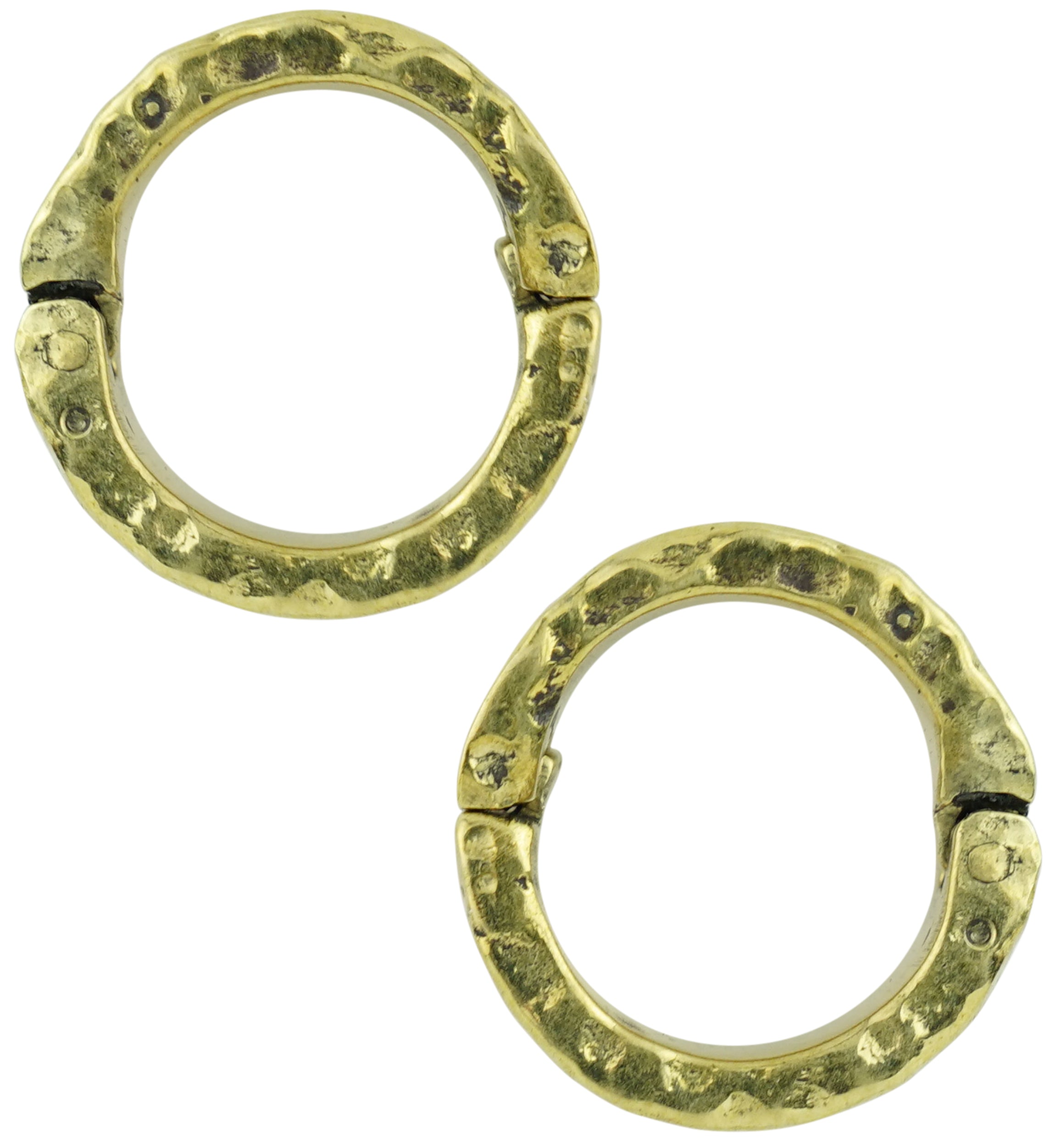 Thick Hammered Brass Hinged Stretched Ear Cuffs